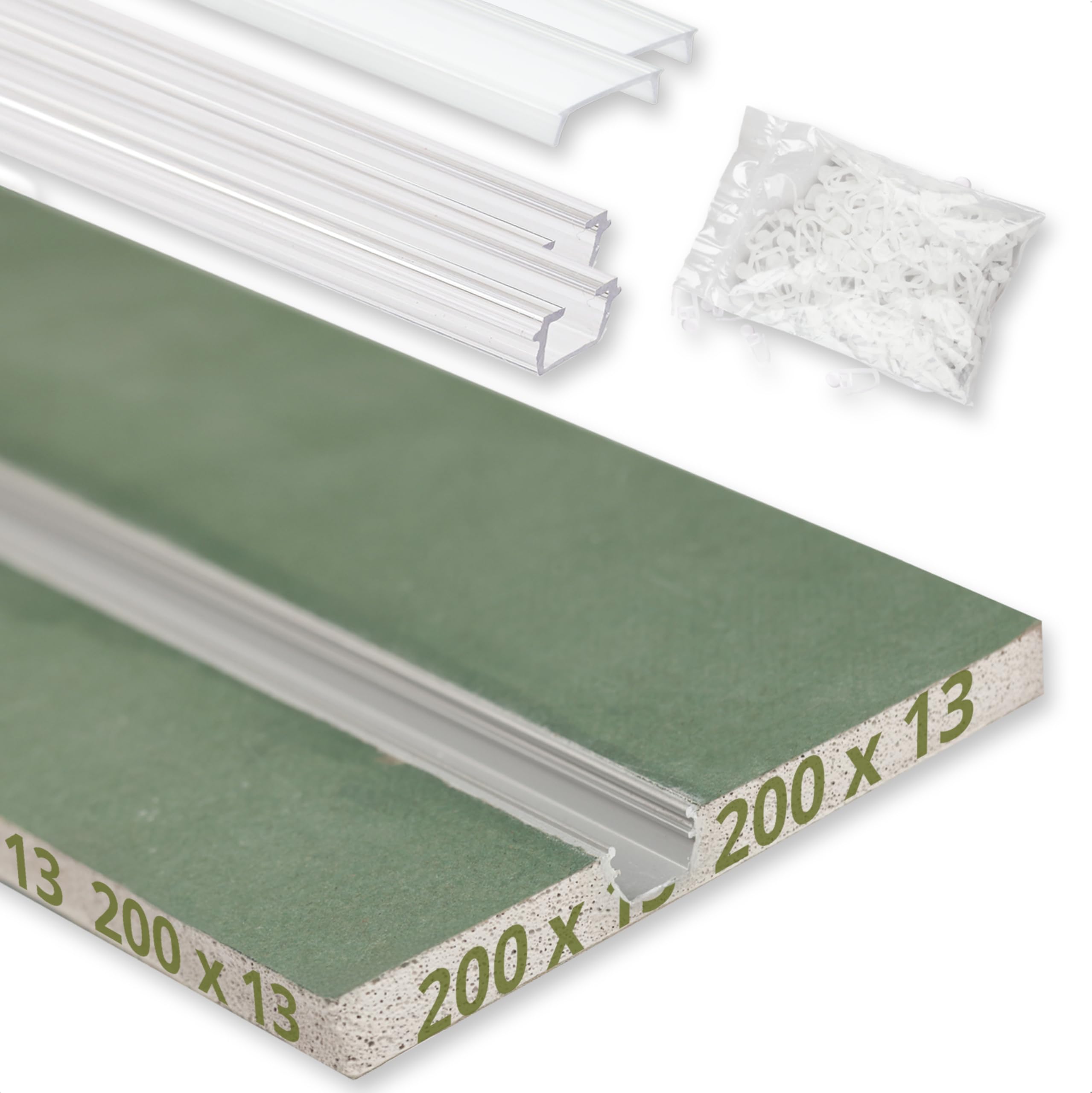 INNOVATE Binario tenda soffitto Cartongesso [incl. copertine e inserti] Profilo alluminio per LED striscia e Tende per interni I Bastone tenda Cucina bagno salotto Bastoni tende (1 Binario, 200 cm)