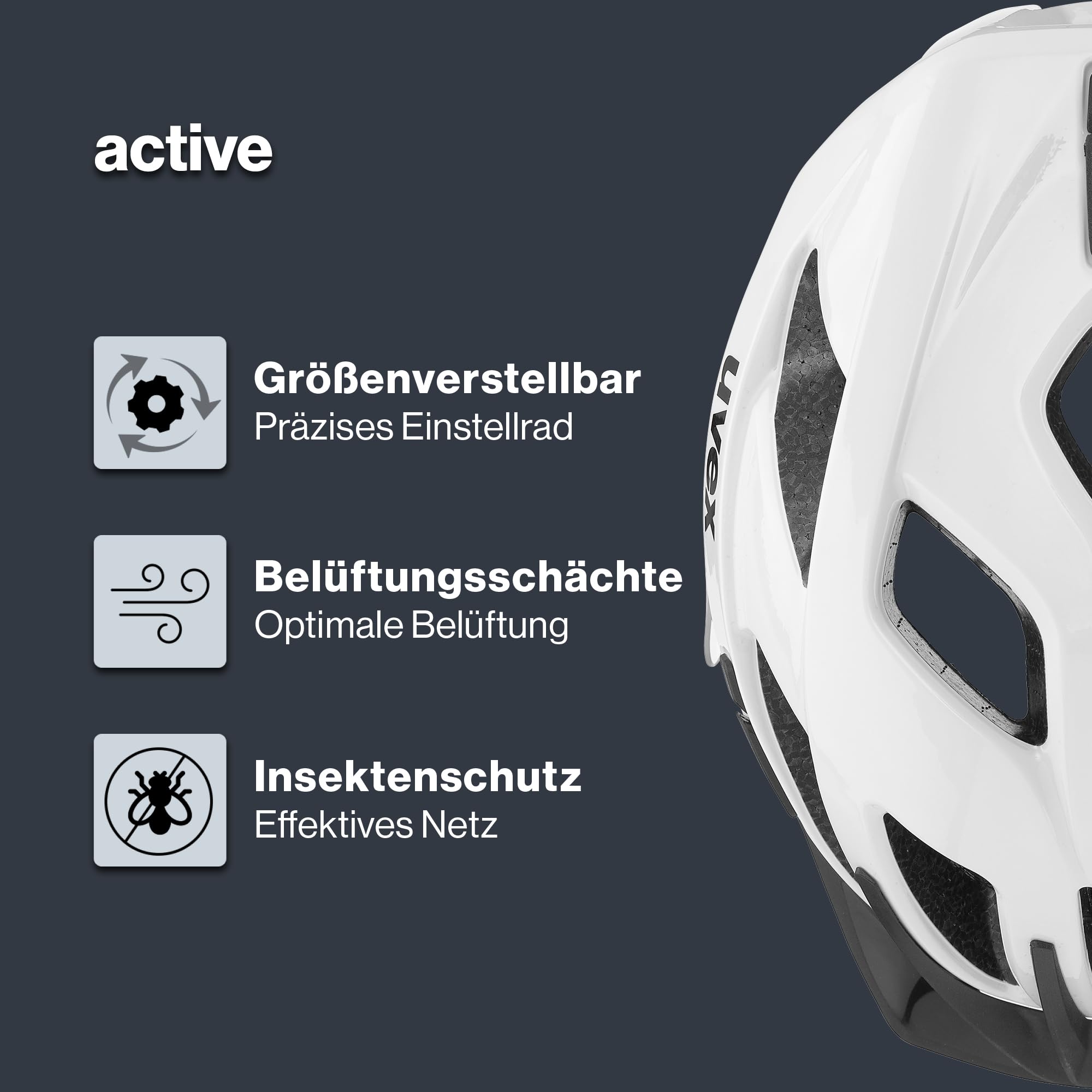 uvex active - sicherer Allround-Helm für Damen und Herren - individuelle Größenanpassung - erweiterbar mit LED-Licht