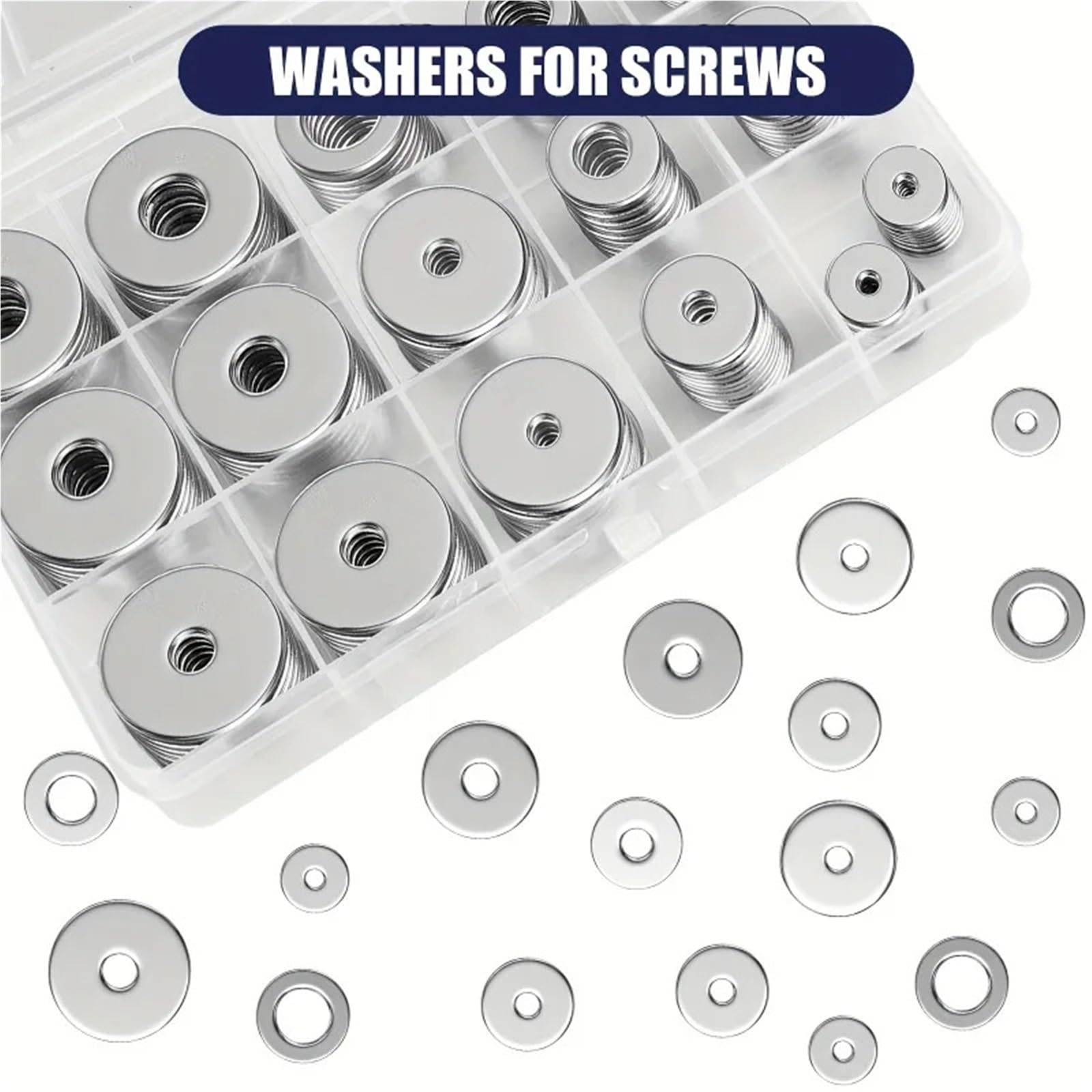 100/200 pièces rondelles de garde-boue en acier inoxydable plates for vis et boulons Kit métalliques 100 (12 tailles M3-M12) grand assortiment pour Vis et Boulons(100pcs)