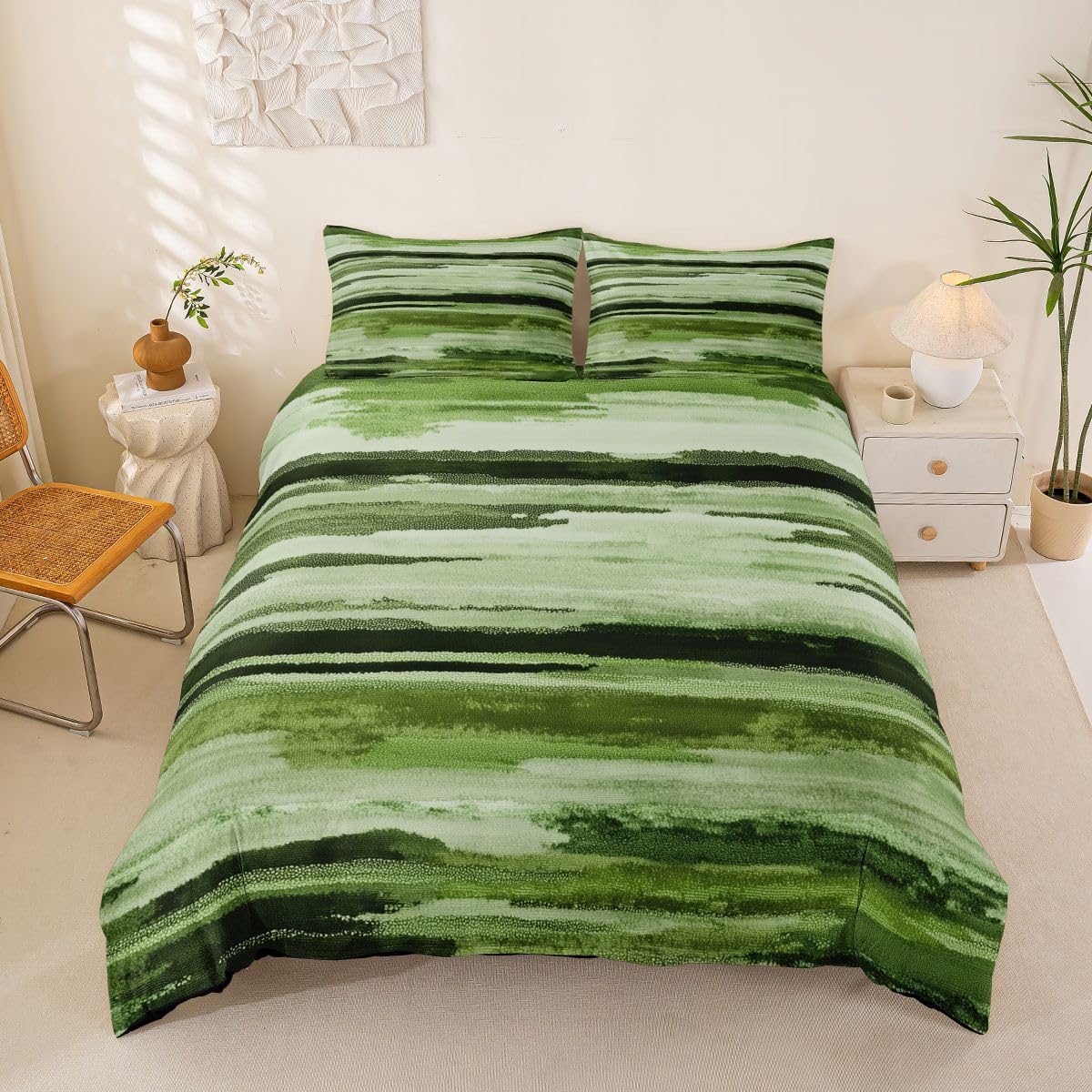 Housse de couette chic aux lignes abstraites, la parure de lit haut de gamme au toucher satiné