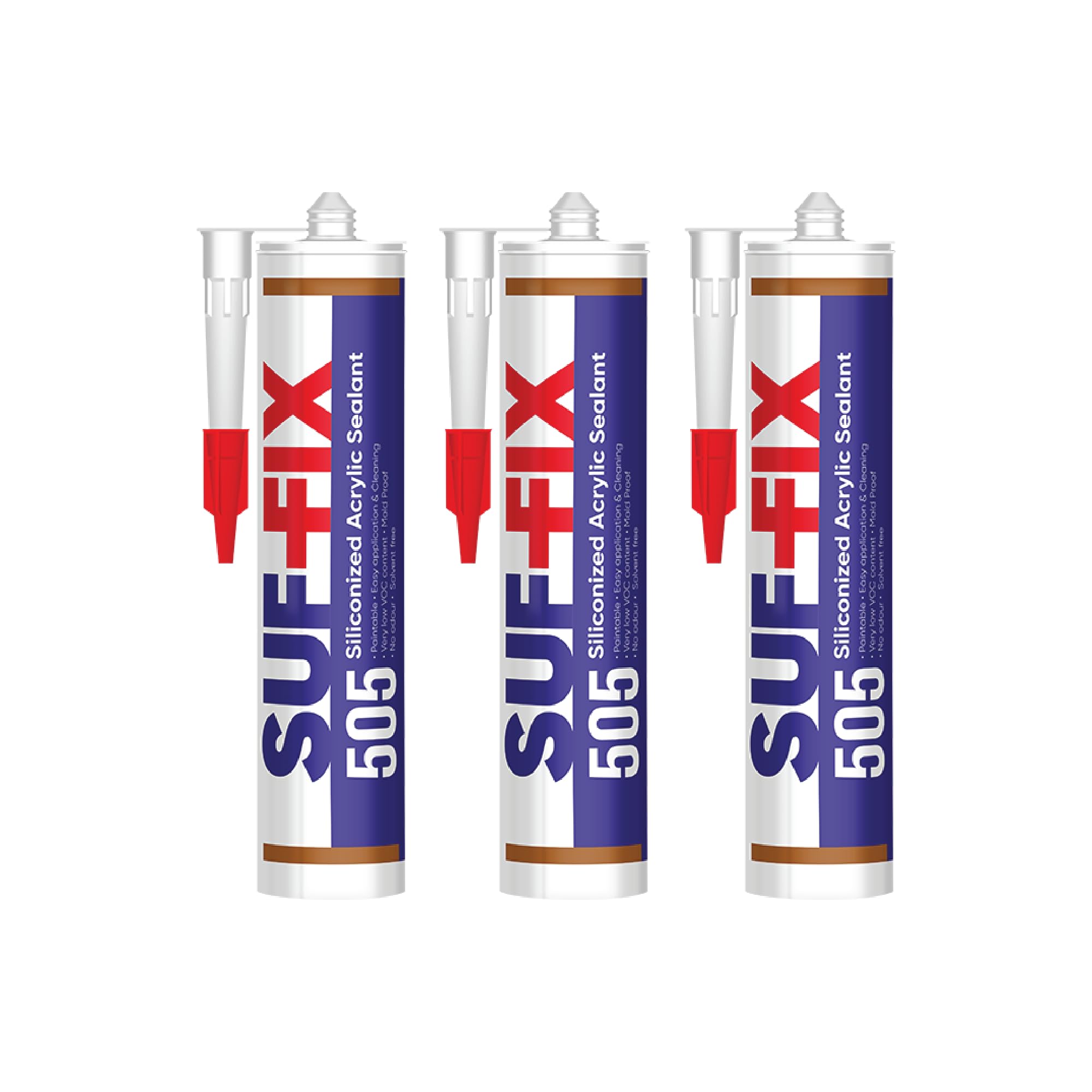 505 Siliconized Acrylic Sealant, white 500g | Universal Acrylic-Silicone Joint & Crack Filler | Paintable, Low VOC | Flexible & Waterproof | For Brick, Concrete & Wood (3 pack)