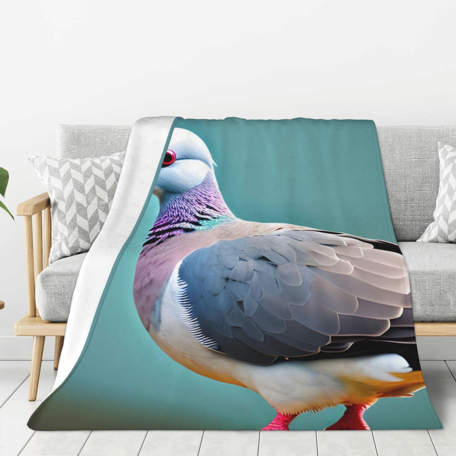 Couverture douce lit contre le froid motif pigeon pour toute la famille