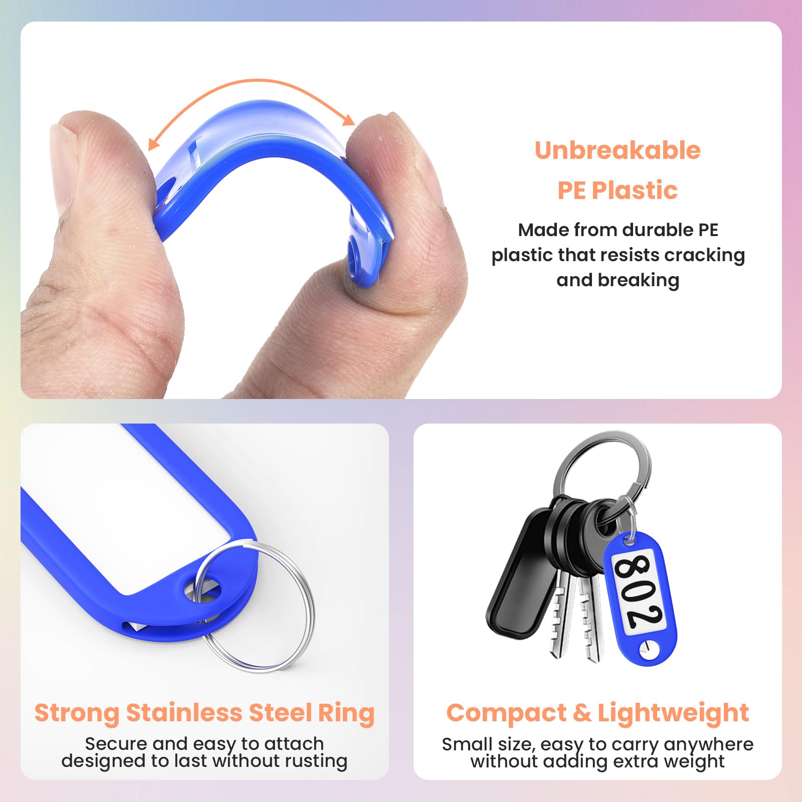 Amazon.com: 70 Pcs Plastic Colored Key Ring Tags with Labels - Key