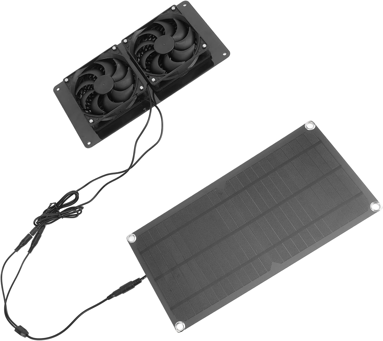 Solar Powered Exhaust Fan Kit, 10W 18V Dual Fan Ventilator with Windproof Rainproof ABS Housing, Solar Panel Powered Fan for Chicken Coop Pet House Greenhouse