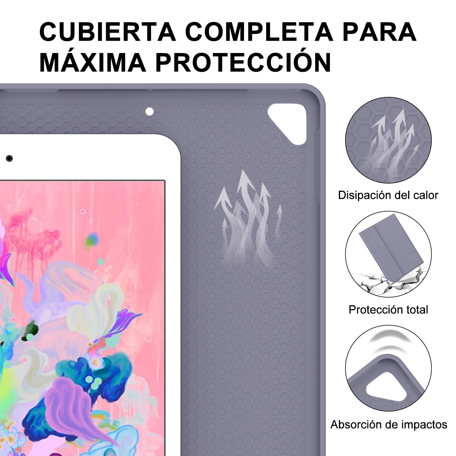 IVEOPPE Teclado iPad 6 Generación 9.7" 2018, Funda Teclado Español Ñ Bluetooth Magnética Wireless para iPad 6a/5a/Pro 9.7/Air 2/Air 1, Púrpura Lavanda