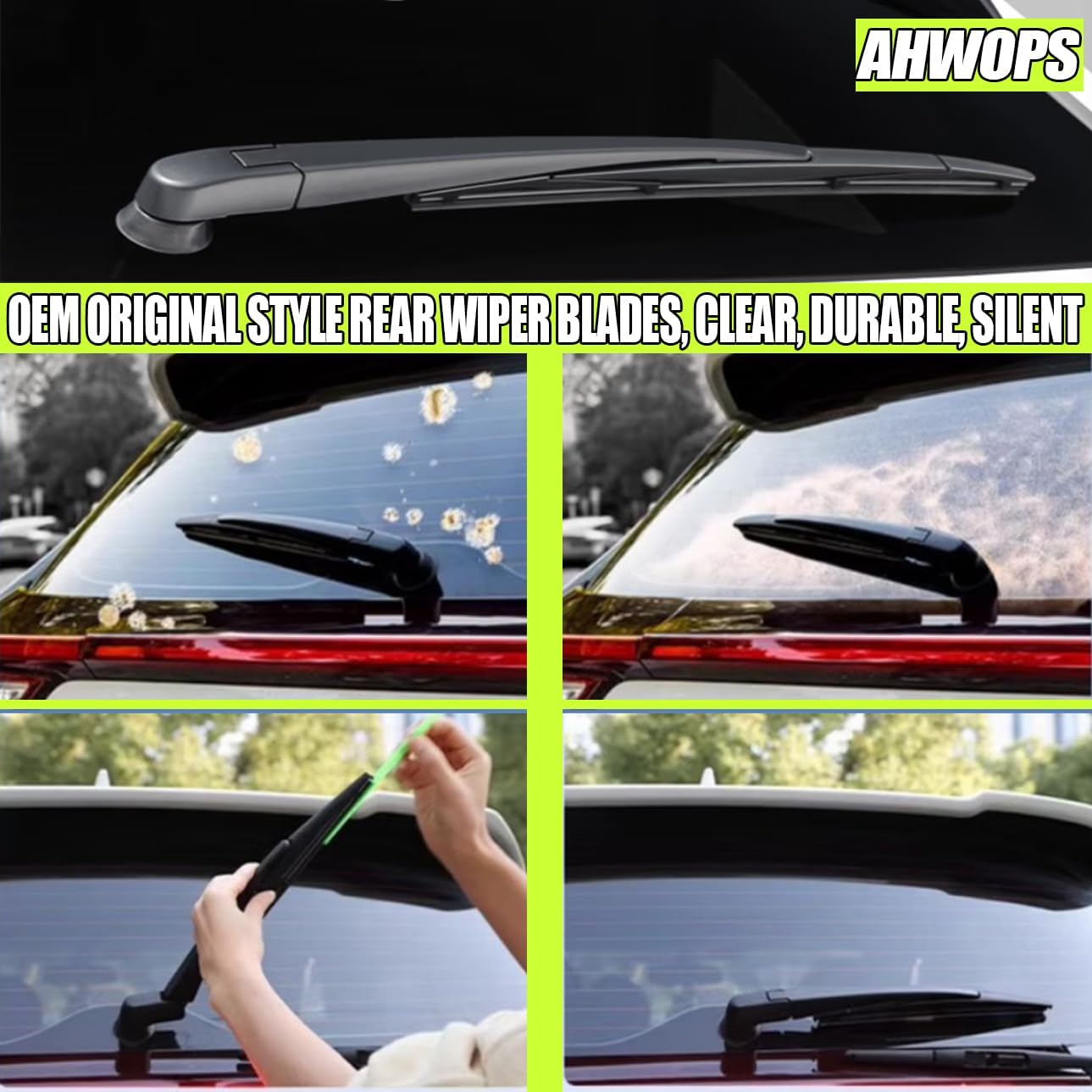 Front Wiper and Rear Wiper Blade Replacement for Benz GLB 250 4MATIC AMG GLB35 2020 2021 2022 2023 2024 OEM Wiper Blades, Genuine Replacement (24“/22”/12” 3-Pack)