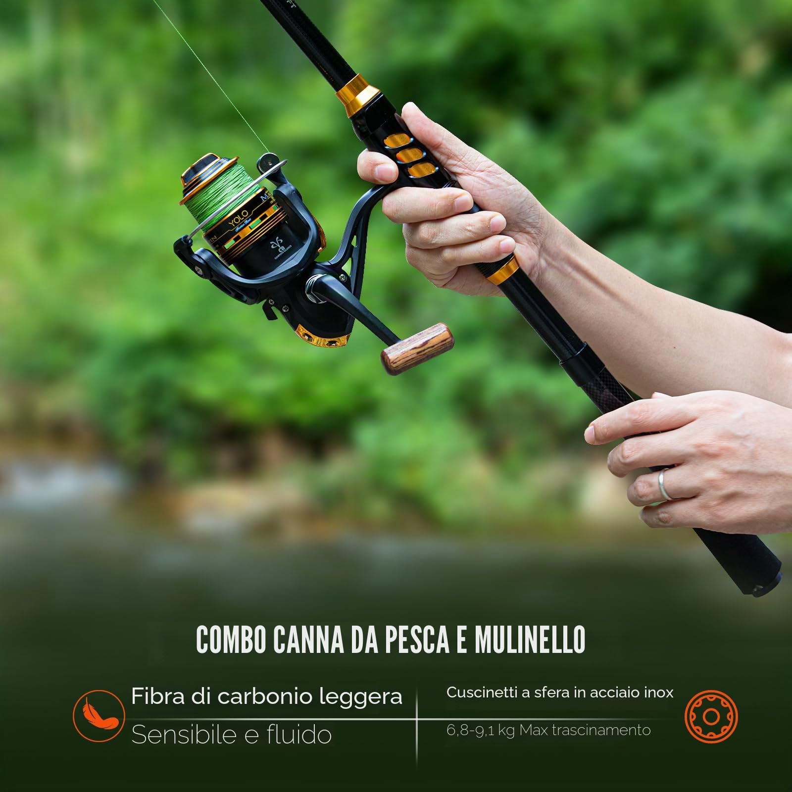 THKFISH Canna da pesca e mulinello Combo con zaino, kit telescopico con mulinello da pesca con esche, pinze e pinza per labbro di pesce per adulti
