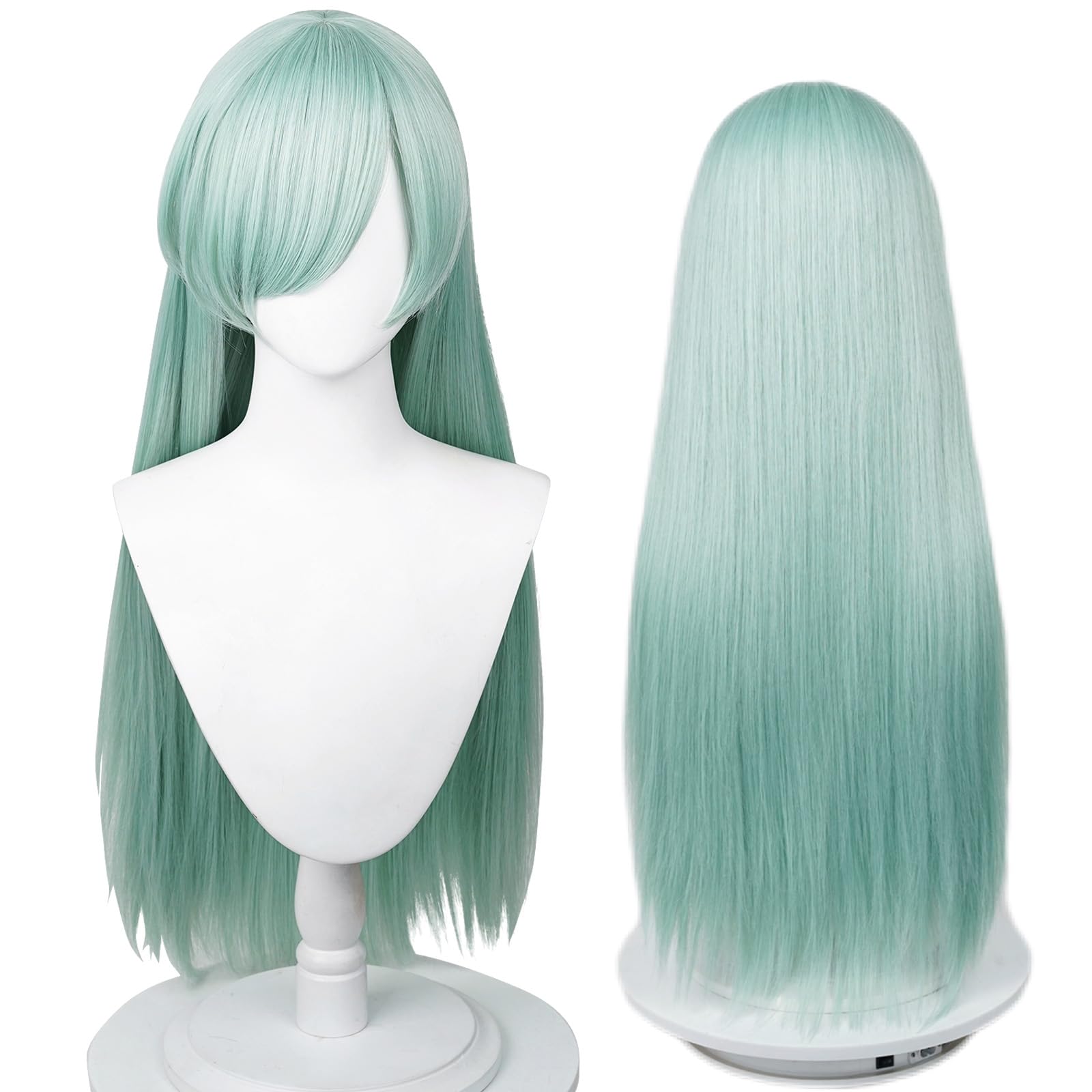 ? Women Green Long Cosplay Wig Mint Striaght Halloween Costume Party Hair Cap Amazon.com : IMEYLE 47inch/120cm Long Green Straight Cosplay  main image 2