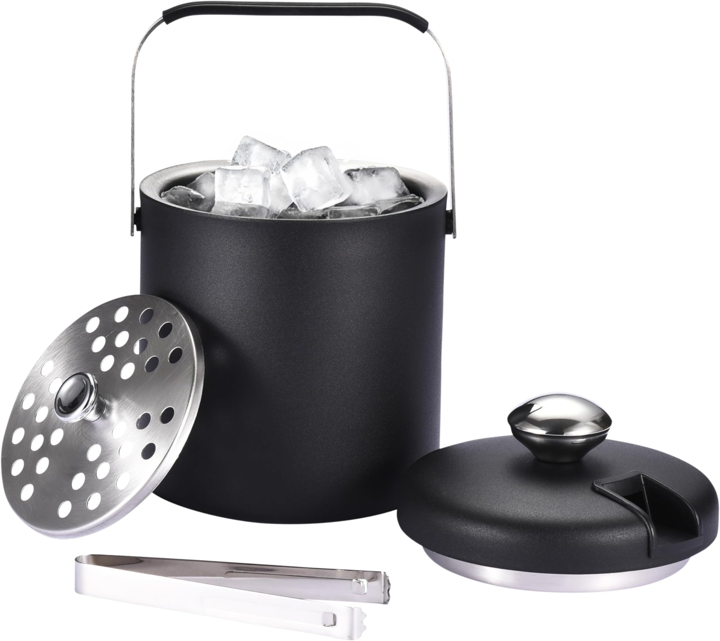 flybold Small Ice Bucket for Parties - Ice Bucket with Lid for Cocktail Bar - Double Walled Ice Container - Portable Chiller Bin Basket - Insulated Wine Buckets for Indoor or Outdoor - Ice Cube Holder