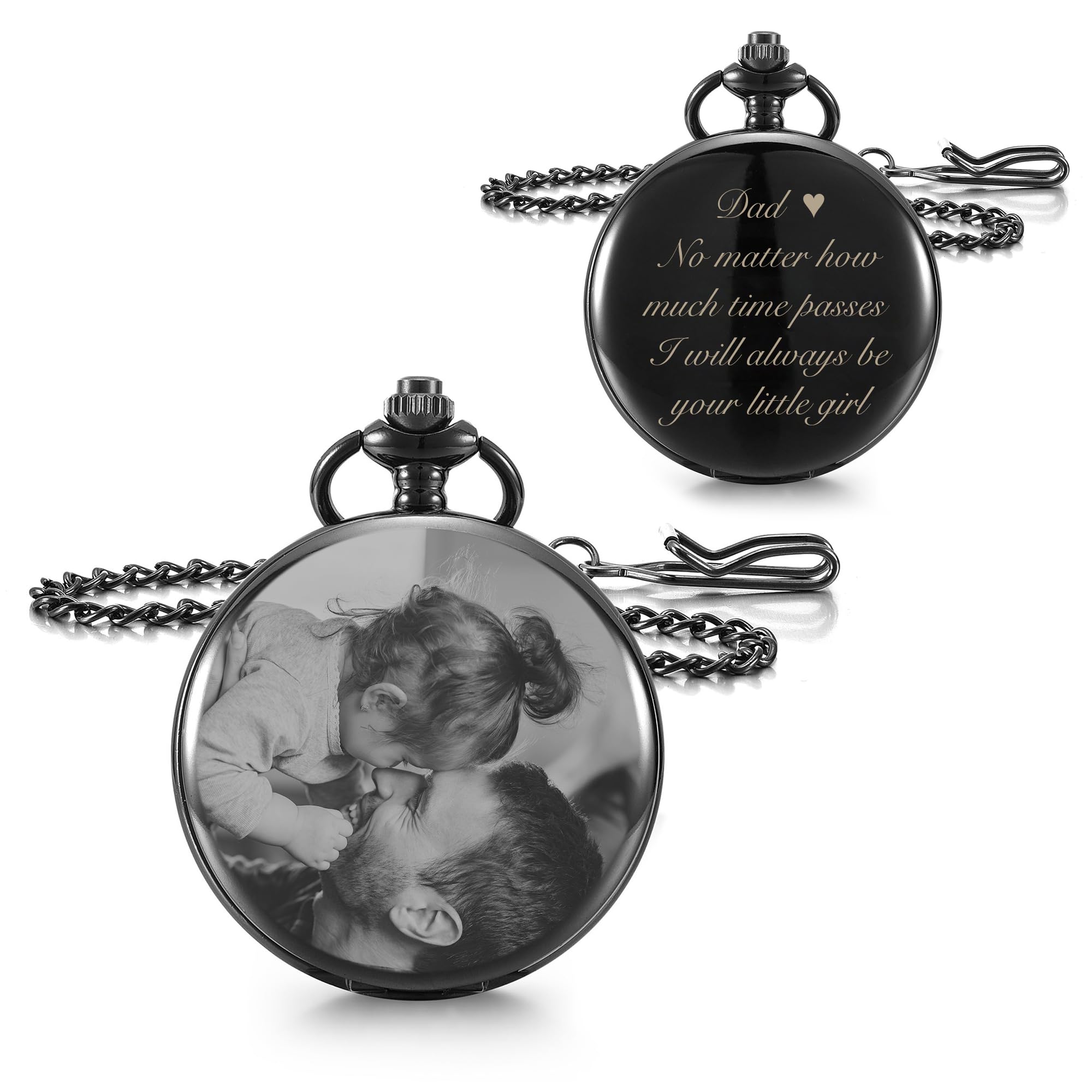 JSDDE Personalisierte Vintage Taschenuhr mit Foto und Text Gravur Taschenuhr für Herren Vater Bräutigam Geschenke für Hochzeit oder Vorschlag Trauzeuge Hochzeitsgeschenk