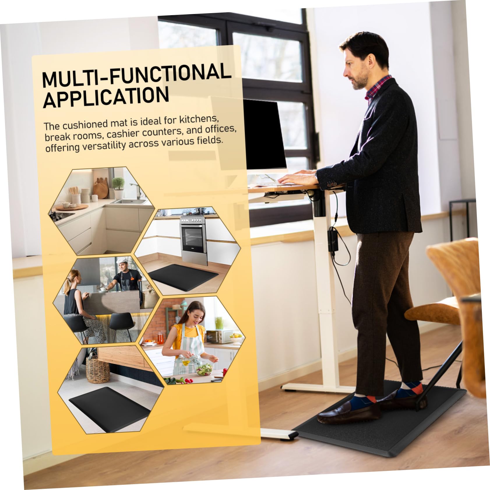 BESTOYARD Alfombra Antifatiga para Cocina y Tapete De Nonslip Cojín De Piso para Escritorio Diseño y De Limpiar