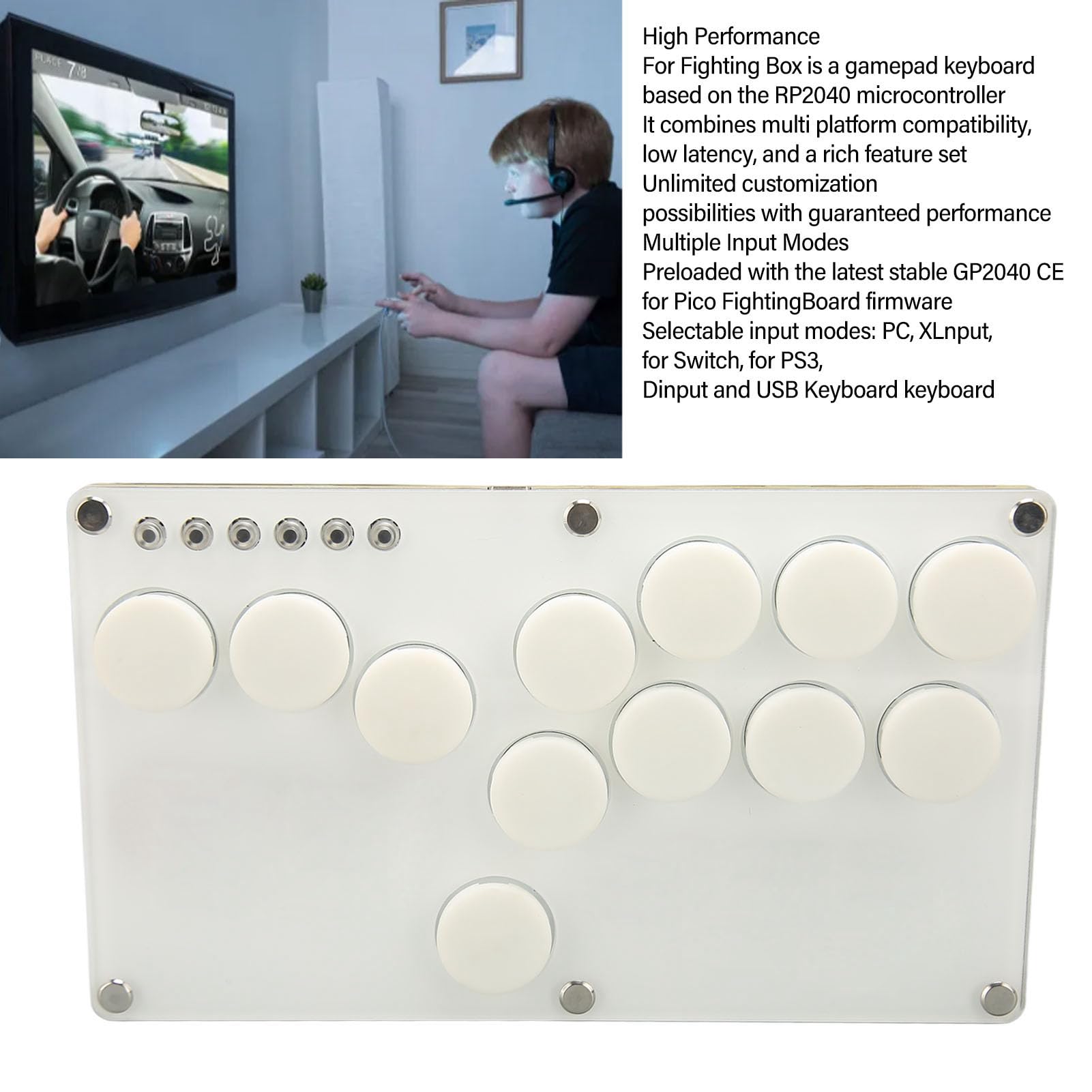 CHICIRIS Kontroler Mini Walki z Kluczem Mechanicznym Cherry MX na PC, Biały materiał ABS