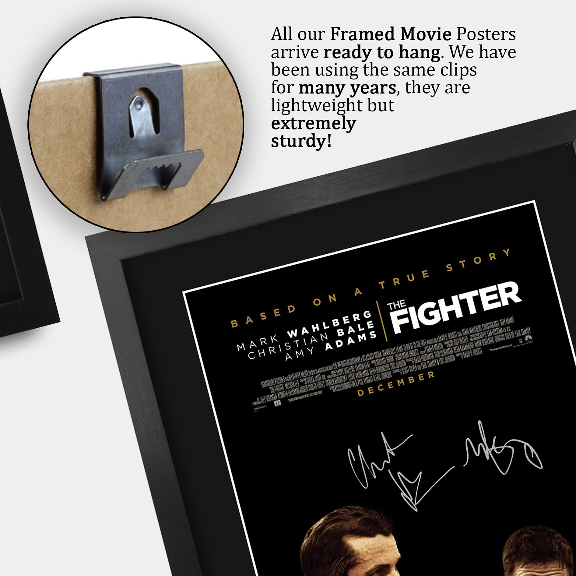 HWC Trading The Fighter A3 Gerahmte Signiert Gedruckt Autogramme Bild Druck-Fotoanzeige Geschenk Für Christian Bale Mark Wahlberg Filmfans