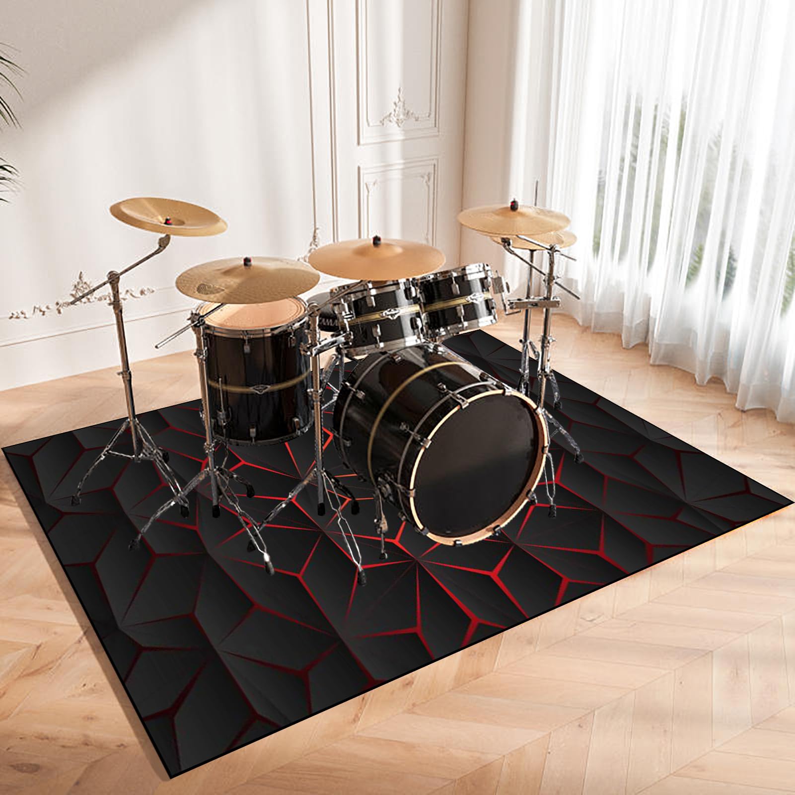 Tappetino professionale antiscivolo per batteria acustica ed elettronica, coperta insonorizzata con assorbimento acustico, accessori per batteria elettrica, 160 x 120 cm