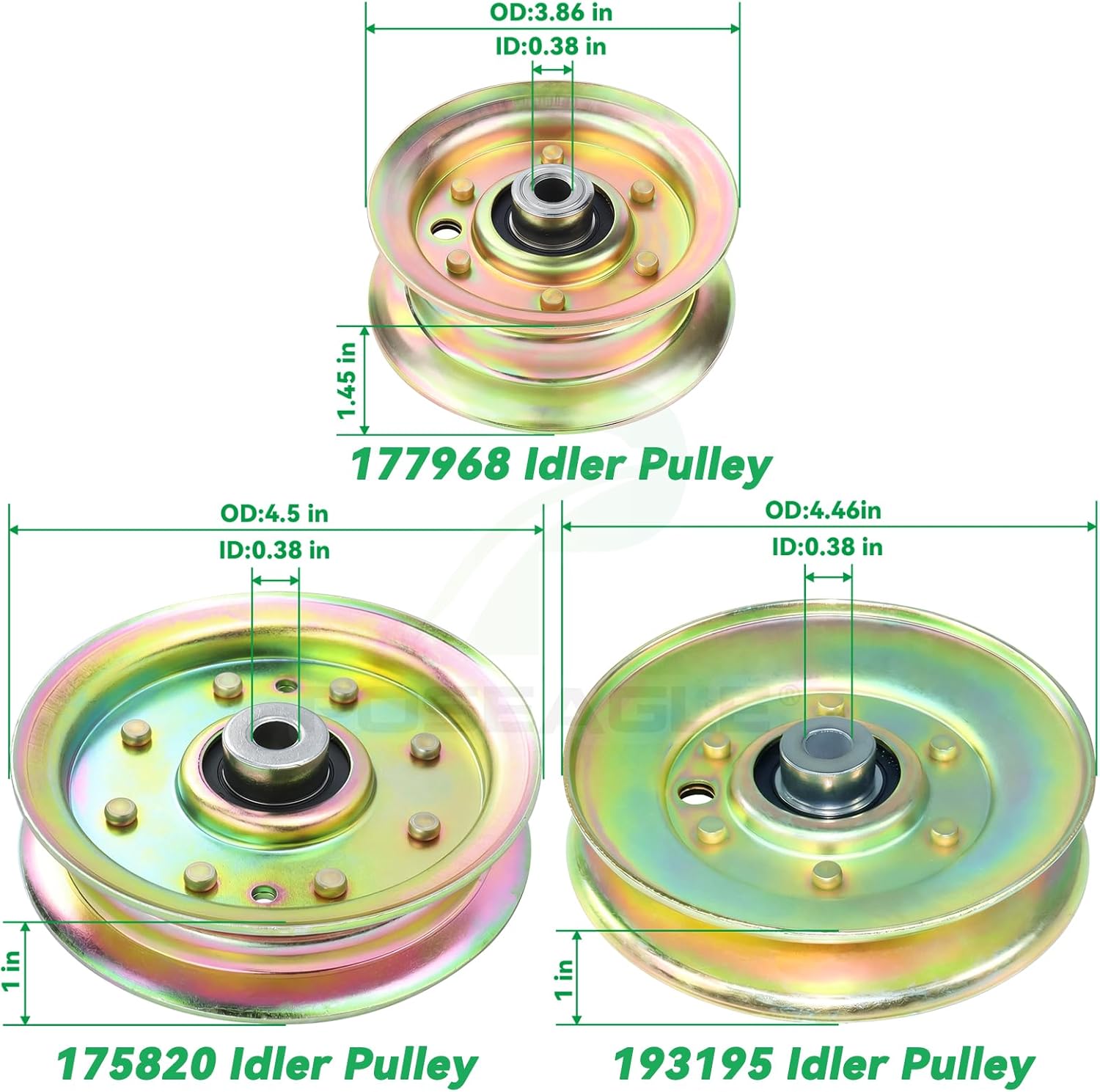 532177968 Idler Pulley with 532175820 Pulley 532189993 Pulley Replaces 532193197 596481401 532193195 532184058 532175080 21546308 for Husqvarna GTH2548 YTH2148 YTH2448 YTH2248 Ride Mowers