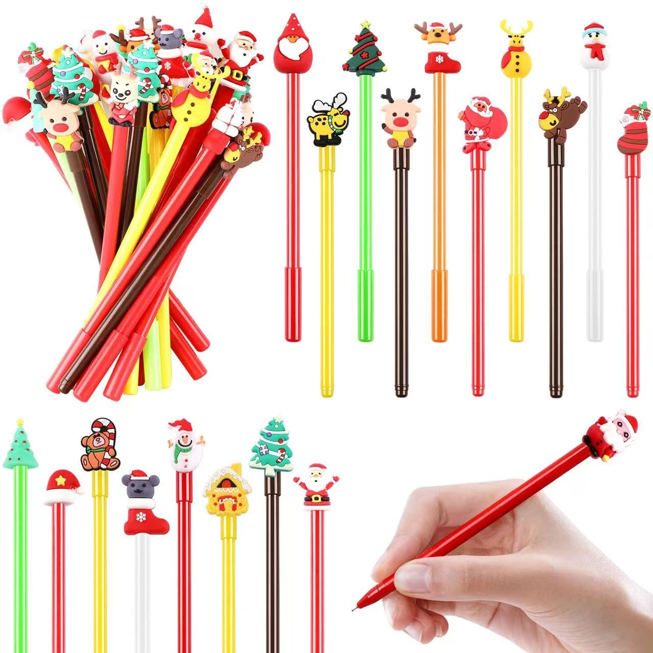 SANNIX 20 Pieces Christmas Cartoon Gel Ink RollerBall Pens for Gift School Office Home Supplies Snowman Christmas Tree, Elk
