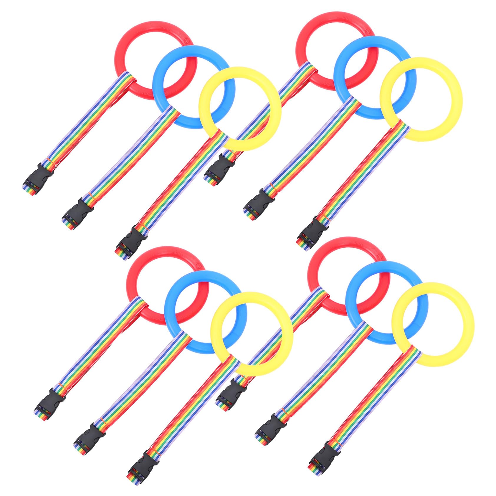 12 Piezas Cuerda Antipérdida para Asas de Anillo de Plástico Cuerda Desmontable para Caminar Grupo Línea Segura para Guarderías y Excursiones Escolares de Amarillo