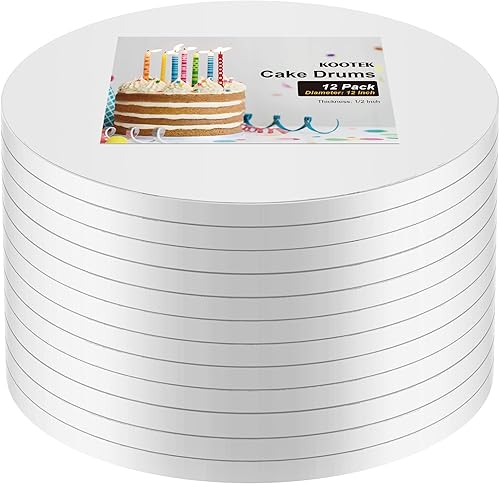 Miniatura 8 de Kootek Juego de 6 moldes redondos de 12 pulgadas, 12 pulgadas, base de cartón resistente de 1/2 pulgada de grosor para postres de boda y fiesta