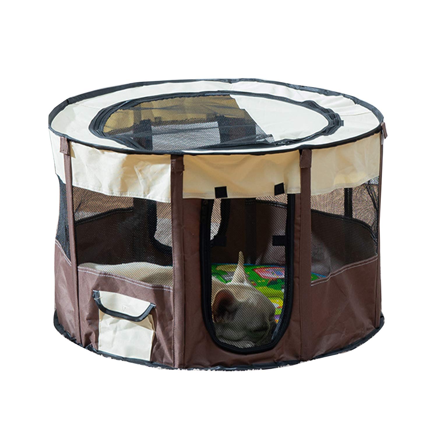 Parc de jeu portable pliable pour animal domestique café taille M pour chiots et chats