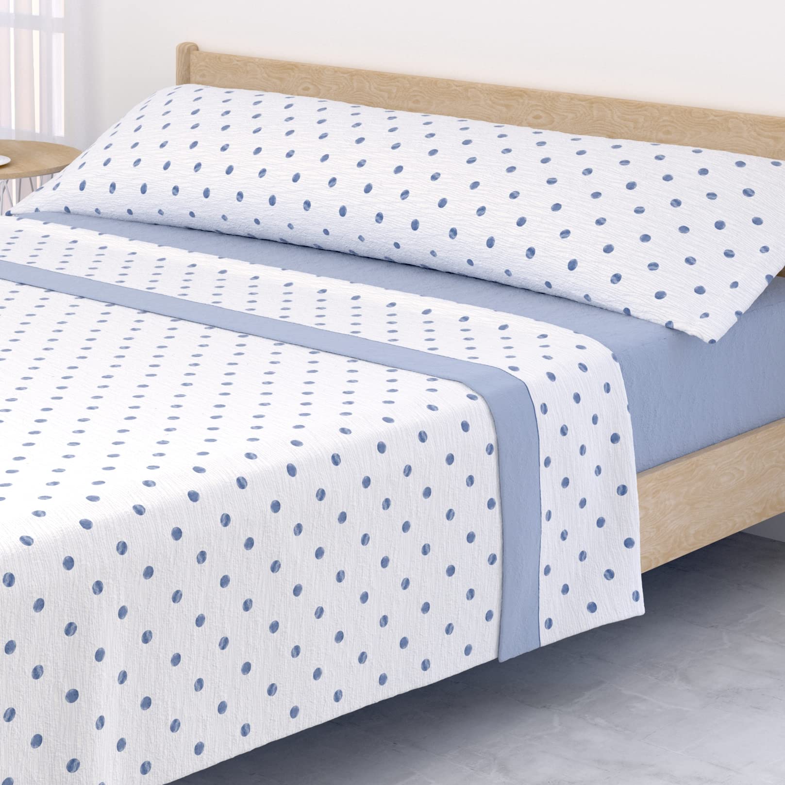 Victorio & Lucchino Juego de sábanas Coralina, térmica para Invierno, Tacto Suave - Modelo Karina (Azul, 135/140 Cm)