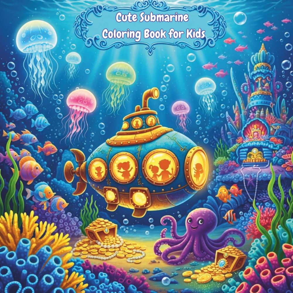 Cute Submarine Coloring Book for Kids