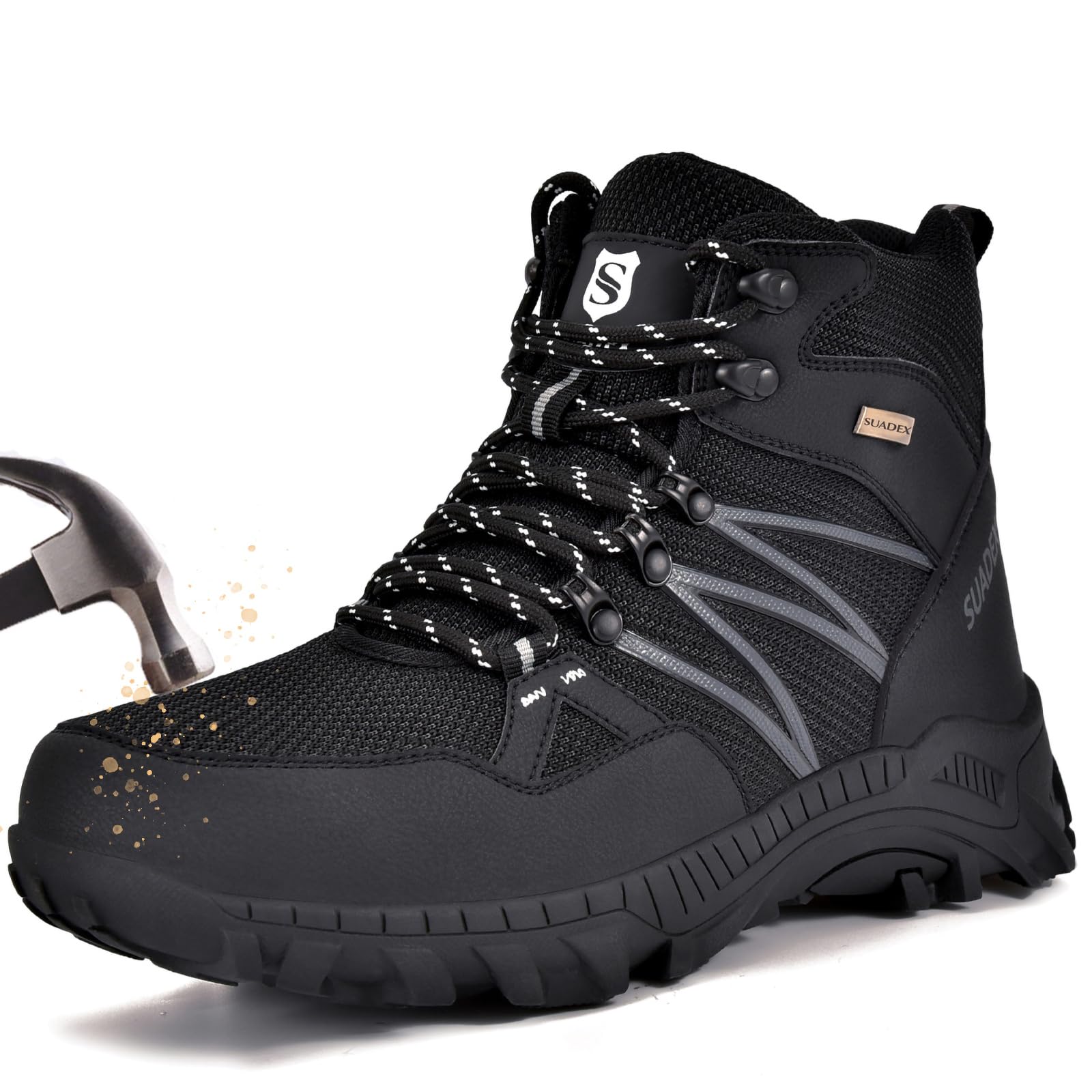 SUADEX Steel Toe Boots for Men Work Safety Indestructible Boots for Women Construction Shoes Composite Toe