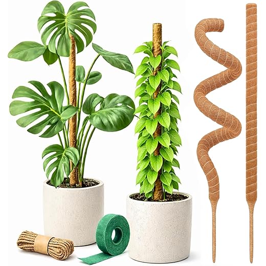 Moss Pole Monstera Plant Support – 2 Pack 28” Bendable Moss Pole Monstera Plant Support, Plant Stakes for Indoor Plants, Tall Plant Sticks Support for Climbing Plants