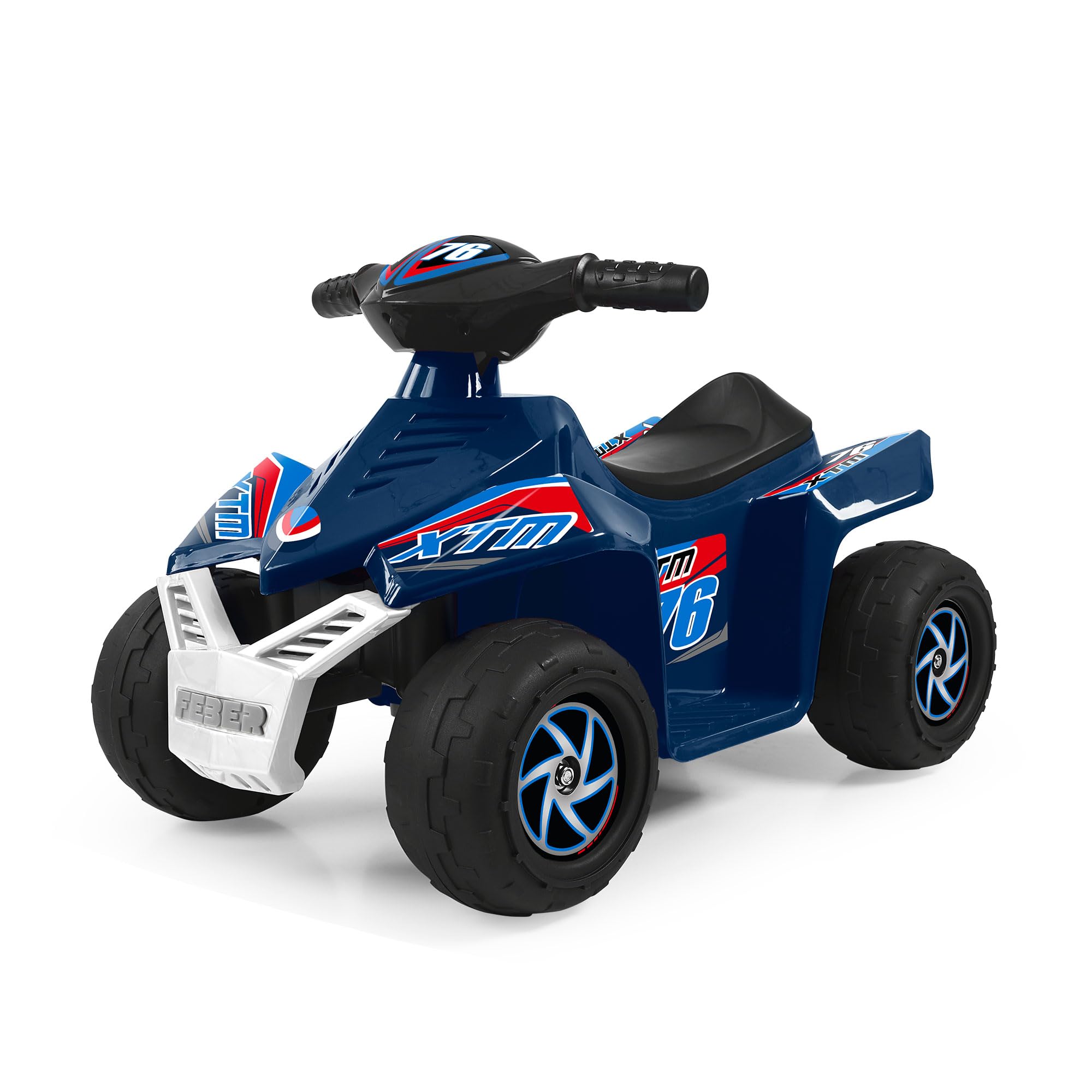FEBER - Quad CE-Dark Blue 6V, Voiture électrique pour garçons et Filles de 18 Mois à 3 Ans, avec accélérateur, Roues pour stabilité, jusqu'à 40 Min d'autonomie, Chargeur Inclus, Famosa (FEN52000)