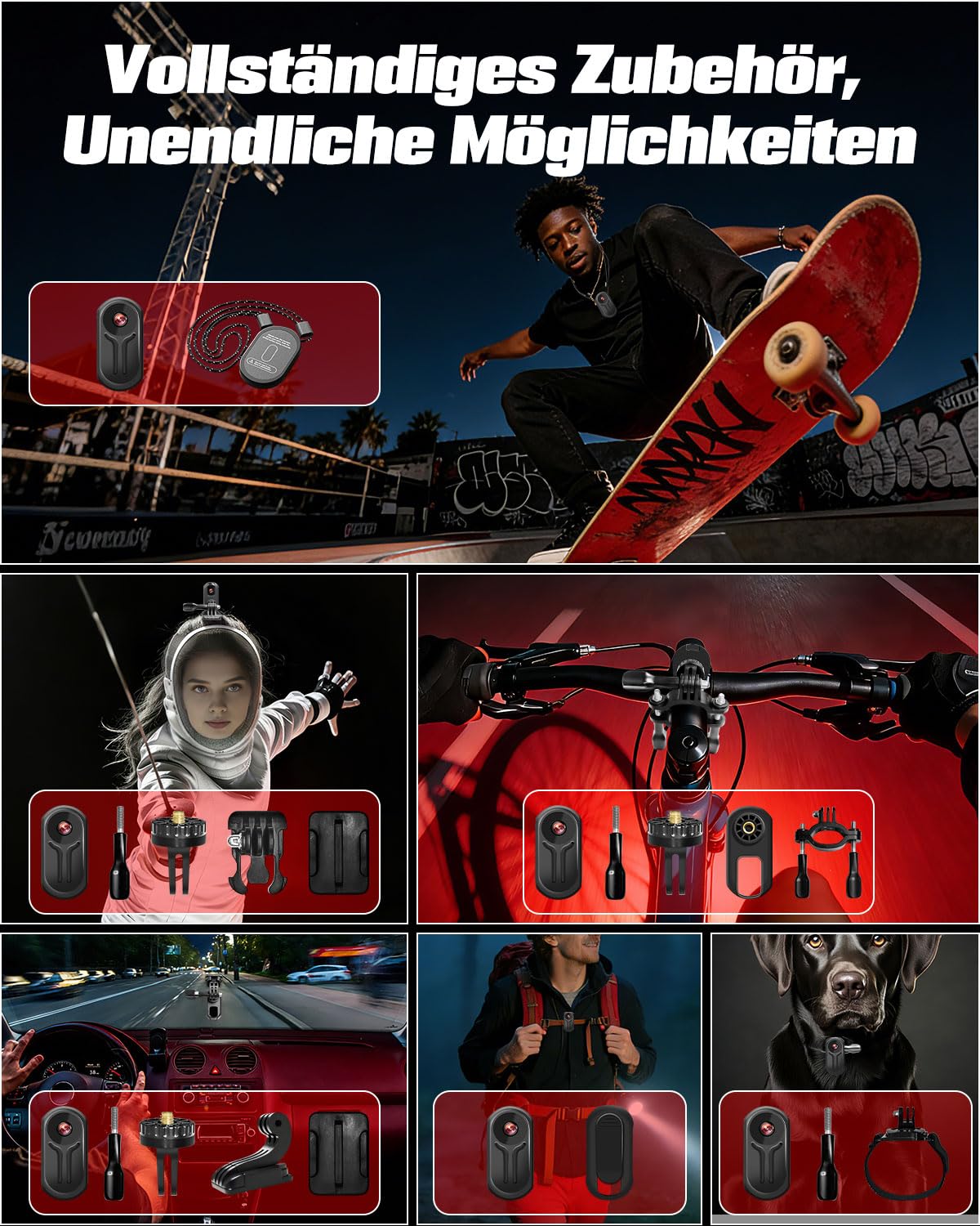 1080P Action Cam mit 0,85-Zoll-Display, BodyCam Körperkamera Mini Magnetisch mit 120° Weitwinkel, 360° Rückenclip, 120-Minuten-Batterie, Ski Kamera, Motorrad Kamera, Helmkamera
