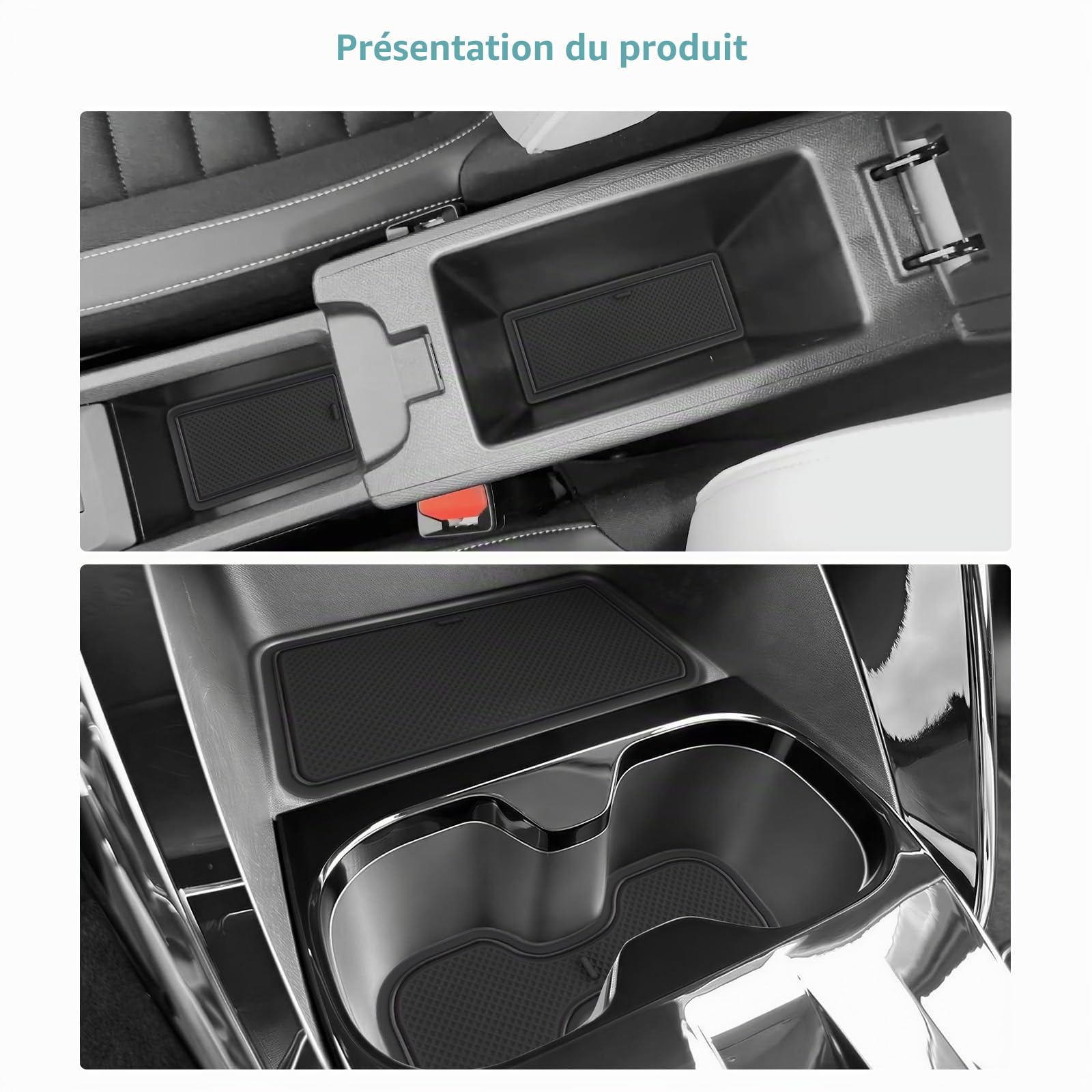 GAFAT Compatible avec Citroën C3 Aircross 2025 2026 2027 e-C3 Aircross EV (Frein Électronique) Tapis Antidérapants, Accessoires Tapis en Caoutchouc pour Console Centrale, Couture de Porte (Noir)