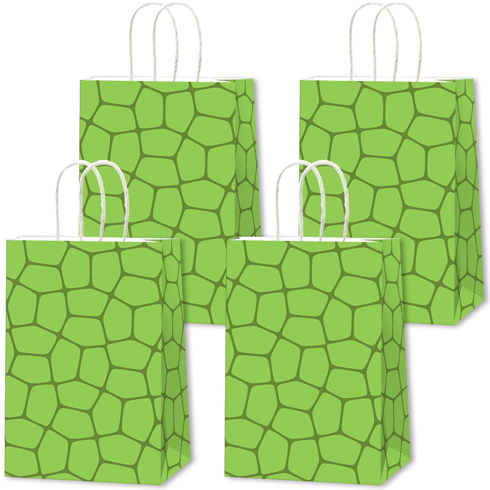 CHUNNIN 12Pcs Turtle Birthday Party Favor Bags Green Turtle Party Supplies Super Cartoon Themed Gift Goodie Candy Bags with Handles for Kids Teen