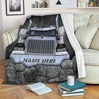 OhaPrints Trucker Pattern Personalized Blankets