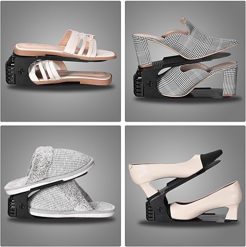 Miniatura 5 de MECCANIXITY Organizador de ranuras para zapatos, 10.039 x 3.740 x 7.874 in, ajustable, doble capa, ahorro de espacio, organizador para armario