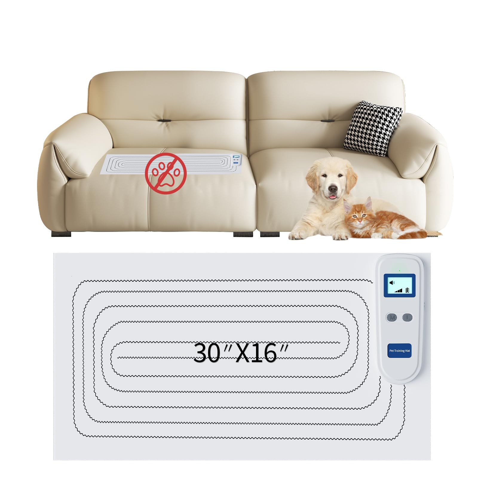 Scat Mat for Dogs and Cats, 31"x15"Rechargeable pet Shock mat,3 Adjustable Safe Modes, Indoor Dog & cat countertop Deterrent,Keep Pets Off Counters,