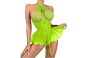 Women’s Adult Tulle Tutu Skirt with Garters Wetlook Leather Rave Bodysuit Fishnet...