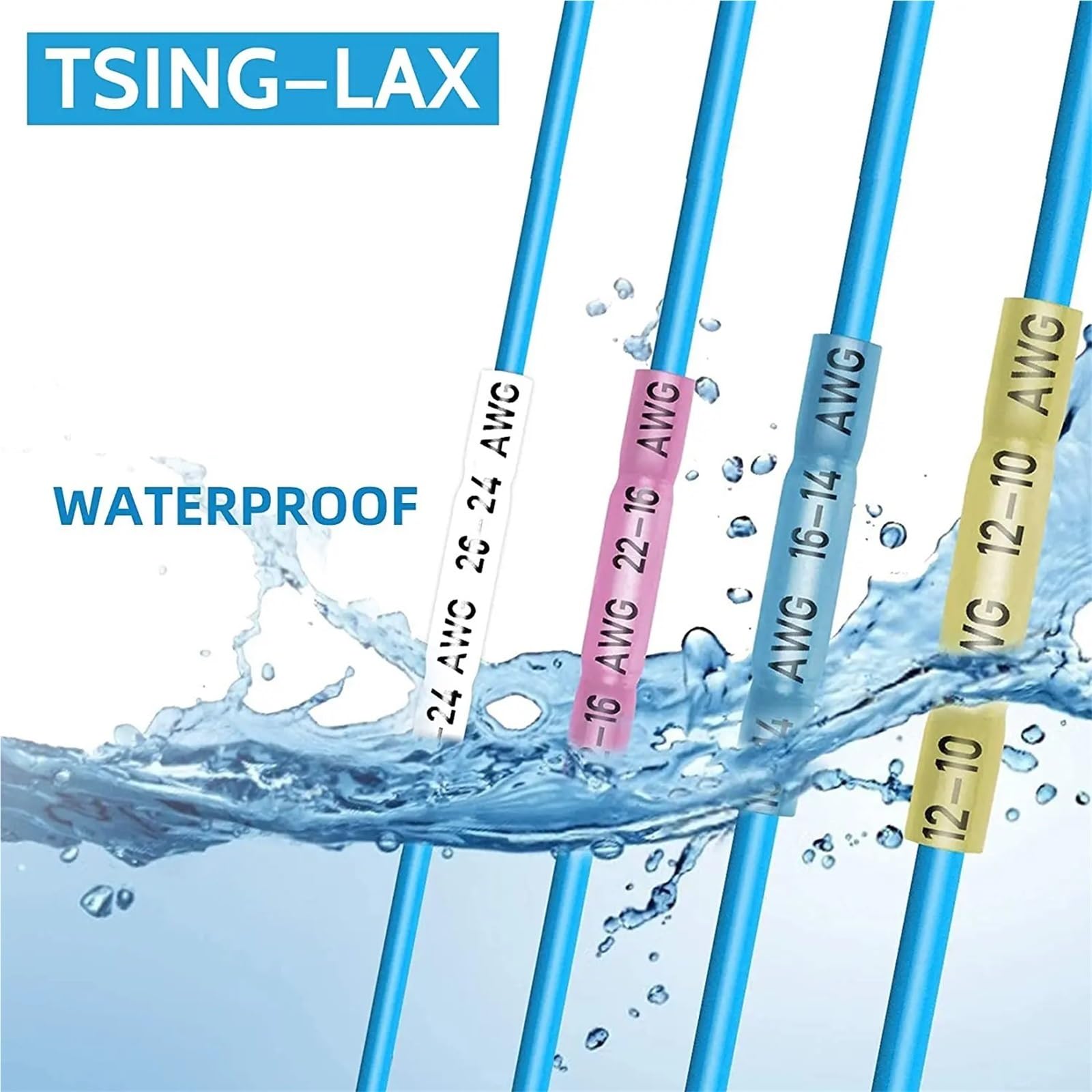 schrumpfverbinder 500-teiliges Schrumpfstoßverbinder-Set, wasserdicht, Marinequalität(White)