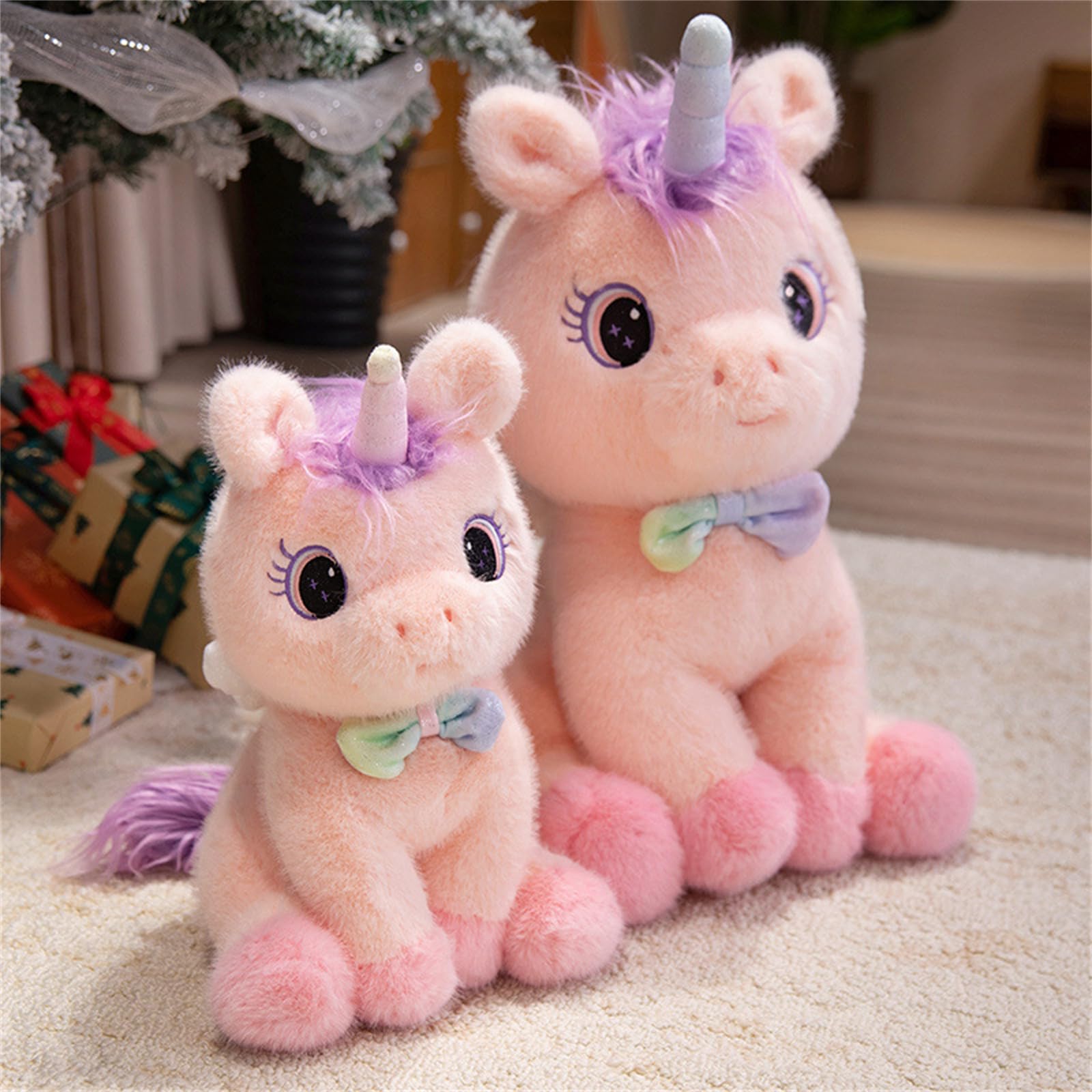Einhorn Kuscheltier, GefüLltes Einhorn Tier PlüSchtiere, Weiche Kuschelkissen Puppe, Hochwertiges Stofftier, Geschenk FüR Geburtstag, Weihnachten & Valentinstag Rosa (60cm,Fen)