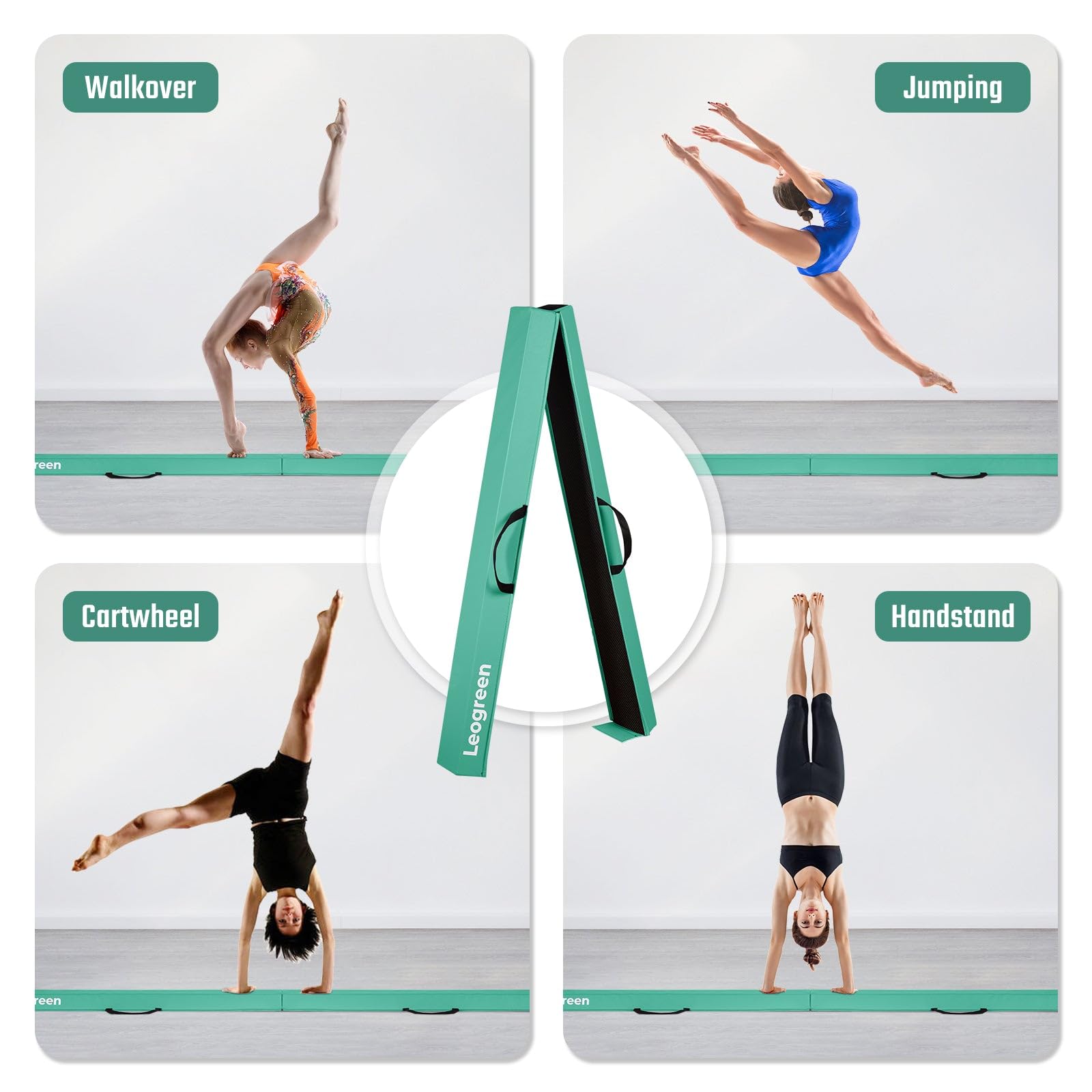 Leogreen Trave Ginnastica Artistica 240/270 cm in Pelle PU, Trave di Equilibrio Ginnastica con Fondo Antiscivolo, parallela Ginnastica Artistica per Bambini Bambina