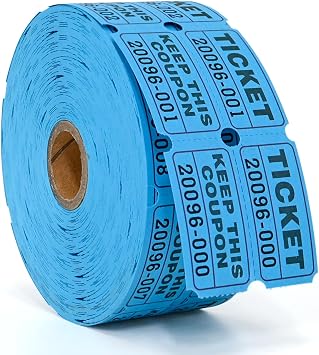L LIKED Blue Raffle Tickets 2 x 2, Double Roll, 1000 Pairs/Roll | Consecutively Numbered 50/50 Stub, Great for Carnivals, Entry, Class Reward & Prizes