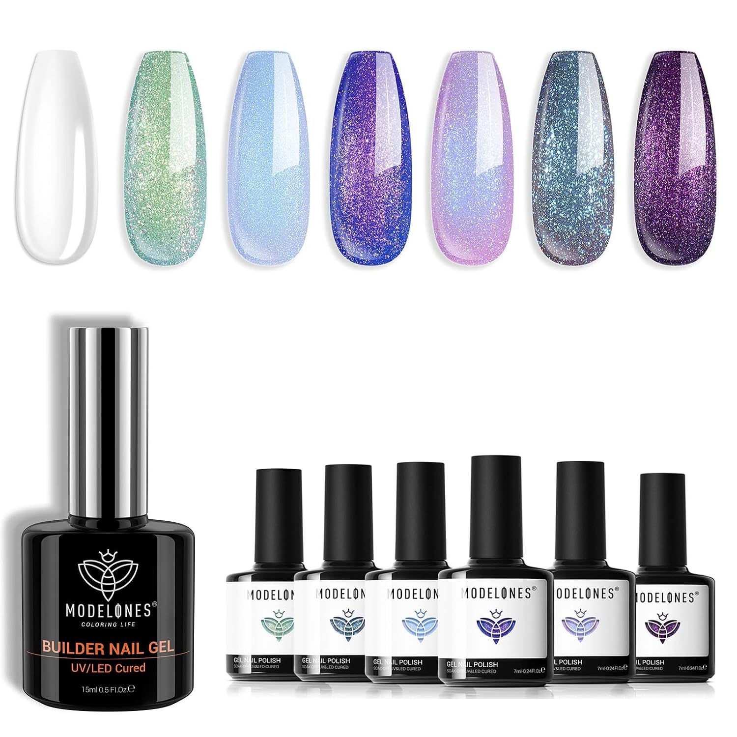modelones Builder Nail Gel with 6 Colors Chameleon Gel Nail Polish Set