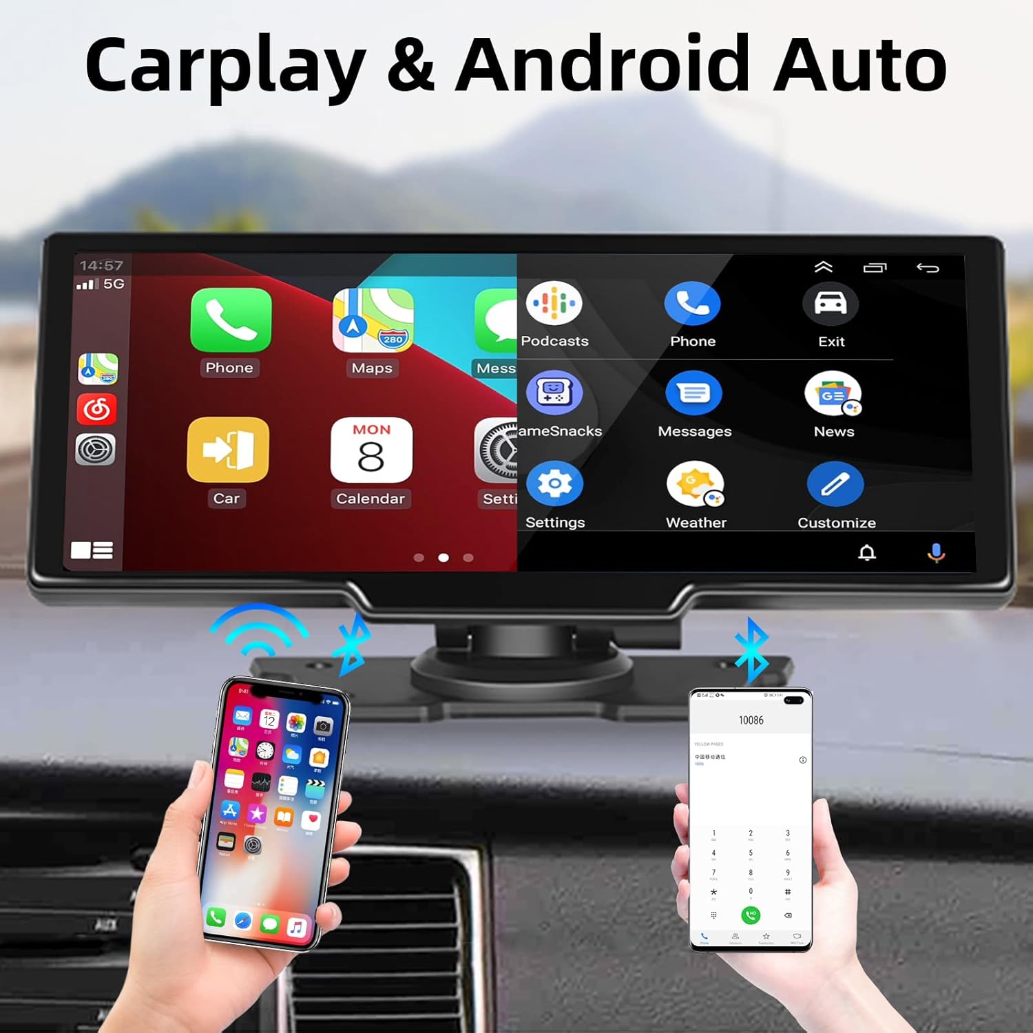 Buy Hodozzy Wireless Carplay Portable Car Stereo, 9.3 inch Touch Screen