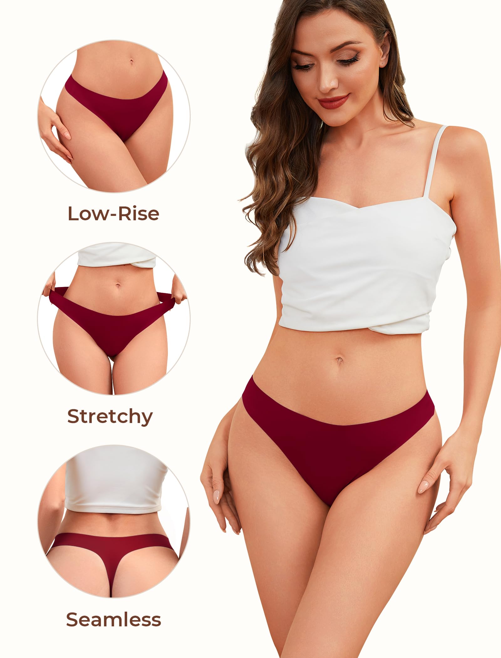 VOENXE Tangas Mujer Pack,Sin Costuras Bragas Mujer,Invisible Braguitas LenceríA BrasileñAs,Microfibra Ropa Interior,Women Underwear Seamless,Deportivos Thong CóModos Sexy Laser Panties,Paquete De 5