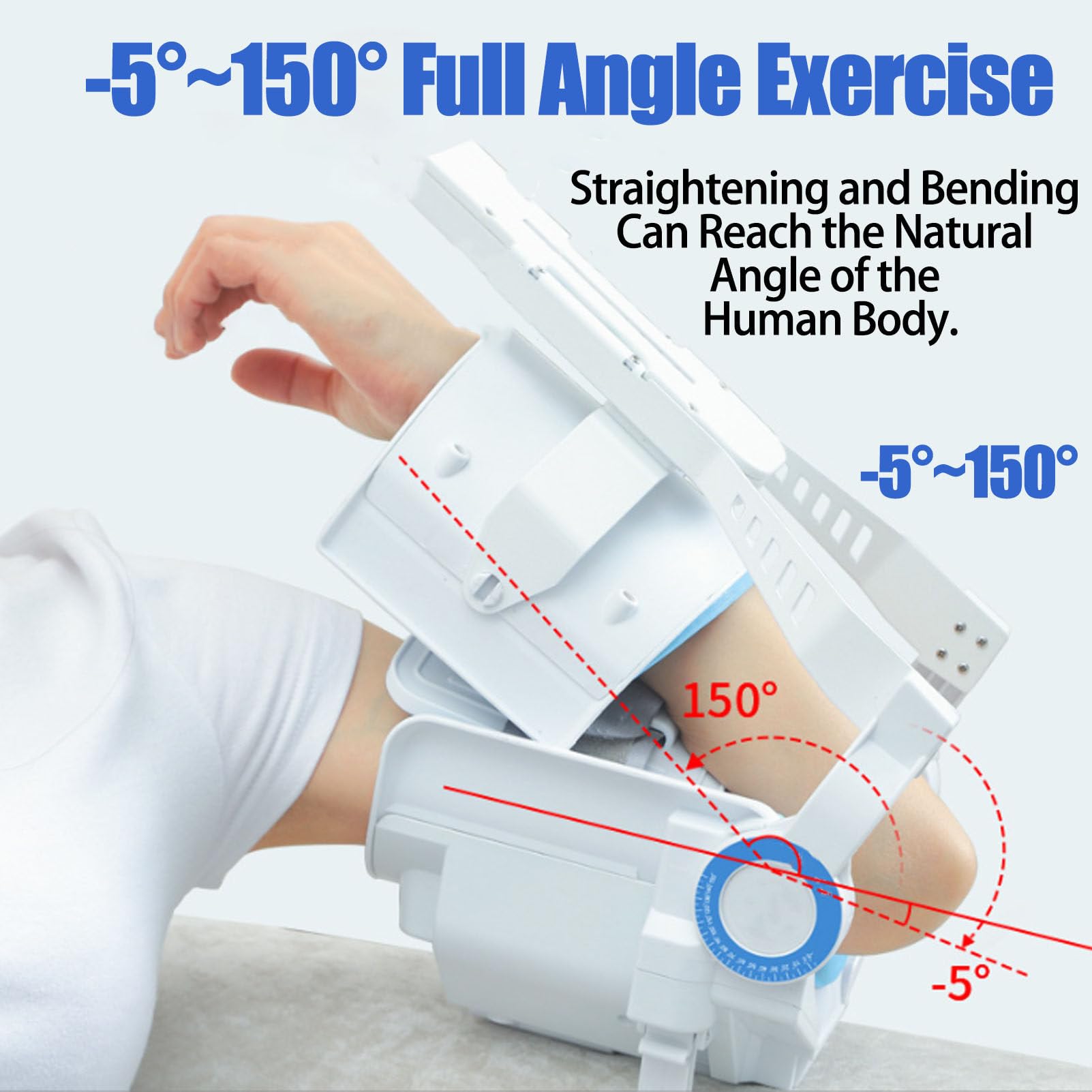 Dispositivo EléCtrico para La RehabilitacióN De La ArticulacióN del Codo, Aparato De Ejercicio para El Brazo con Soporte Articulado para El Codo, Ajustable De -5° A 150°