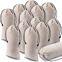 12 Pcs Shoe Dust Bags Beige Duster Flannel Single Shoe Pouch with Drawstring Closure Washable Breathable Shoe Covers for Travel Home Luggage Handbags, 8 x 17 Inches