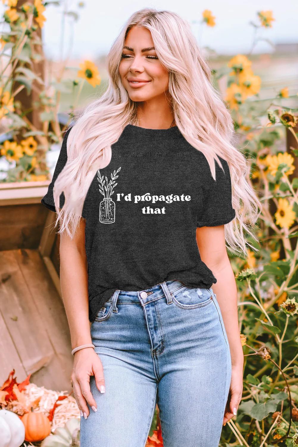 Plant Shirts for Women I’d Propagate That Letter Print T Shirt Funny Garden Lover Tee Tops image 2