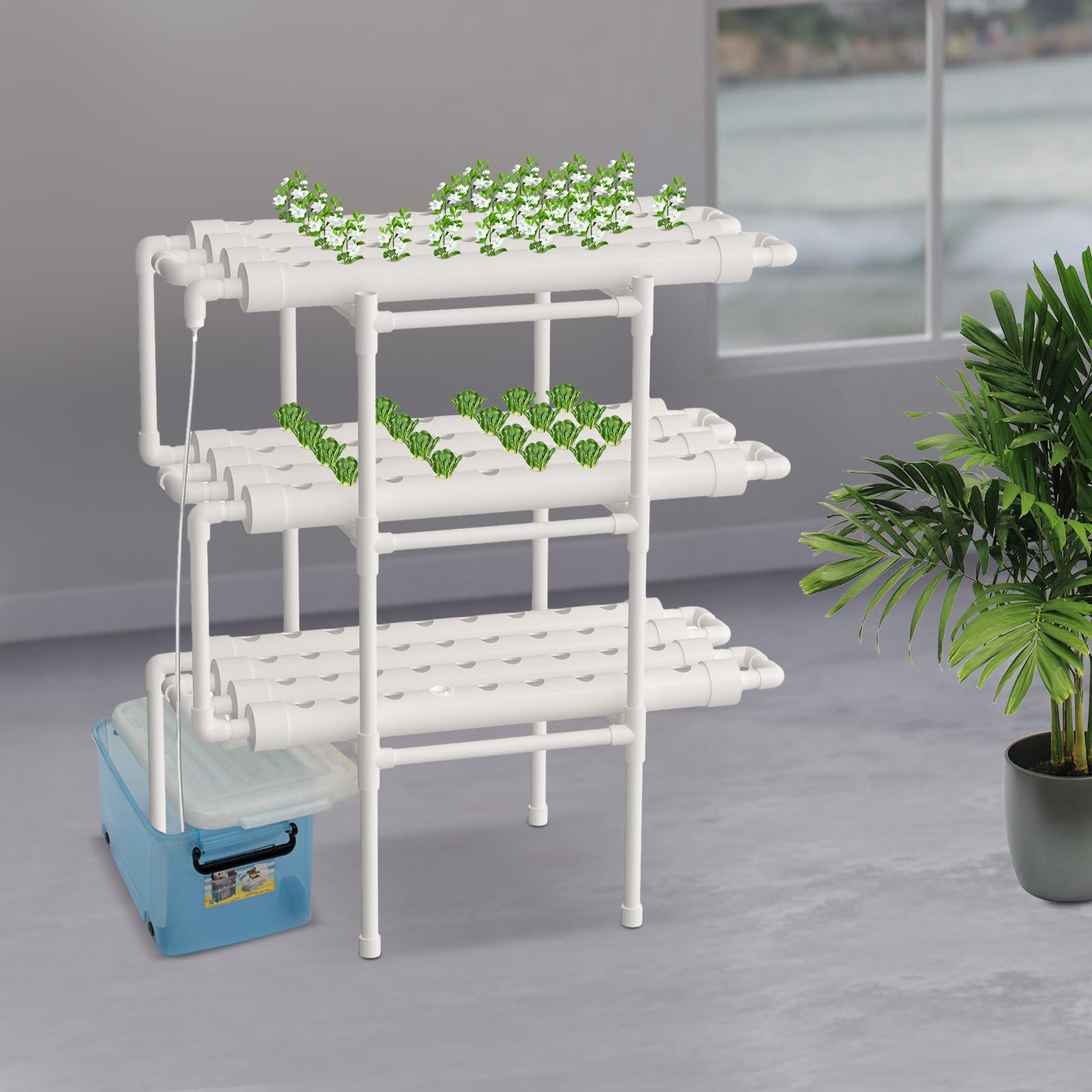 Hydroponic System Aeroponic Tower 3 Warstwy PVC 108 Otworów 12 Rur Bezglebowy System Hydroponiczny