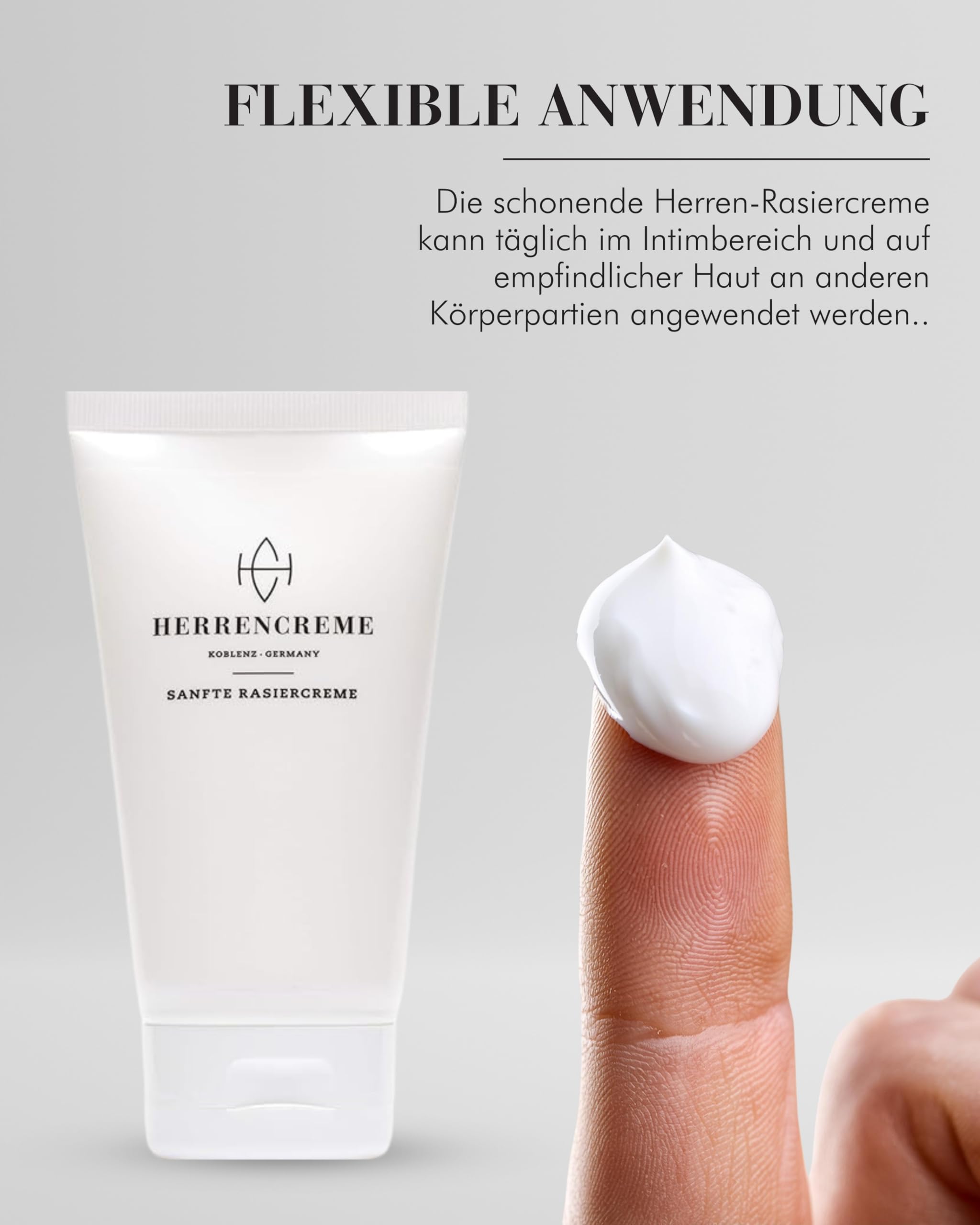 HERRENCREME Rasiercreme für Männer 150 ml I Sanfte Rasur & Pflege I Rasiercreme für Gesicht & Intimbereich Herren I Shaving Cream Men I Vom Urologen entwickelt I vegan & dermatologisch getestet