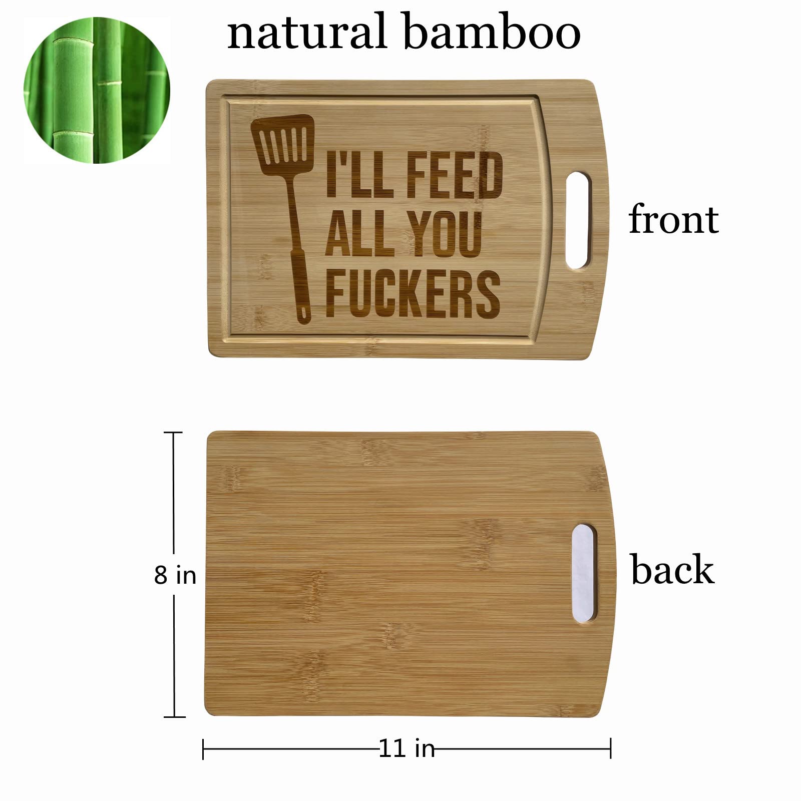 Divertidas, tablas de cortar, tabla de charcutería, tabla de cortar, tablas de cortar personalizadas, grabado láser, tabla de bambú, nuevo patrón (A-11 x 8 pulgadas)