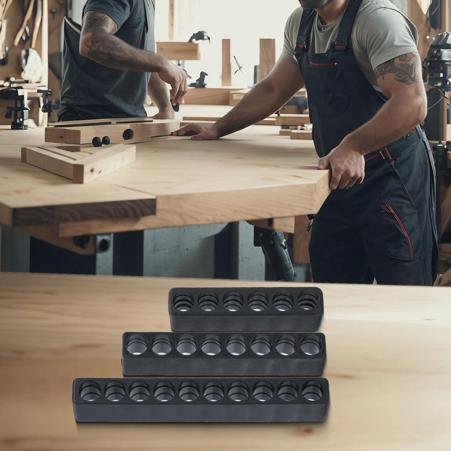 Screwdriver Bit Holder Storage Case Hex Shank Bits – 3-Piece Set with 6/8/10-Hole Organizers, Compact Tool Organizer Workshop & DIY (Black)