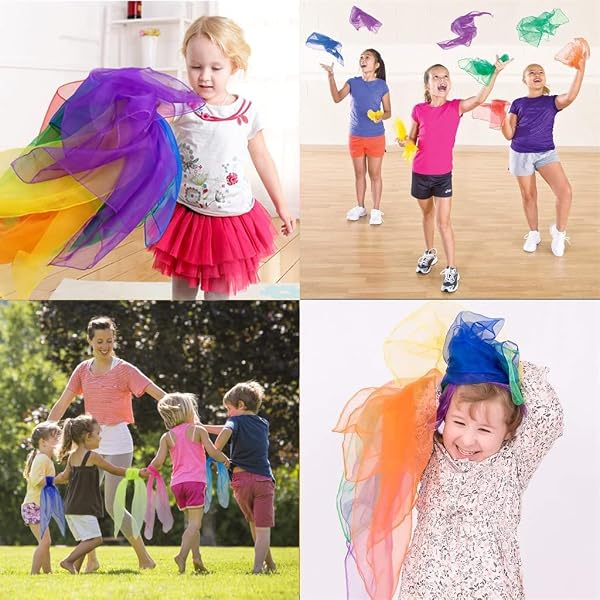Wonwood_direct 20 Stück Square Jongliertücher Tanz Tücher Bunte Chiffontücher Bunte Tücher in 20 Farben 60x60cm Performance Schals für Kindergarten Kinder Party-Aktivitäten Zubehör Dekoration - 2